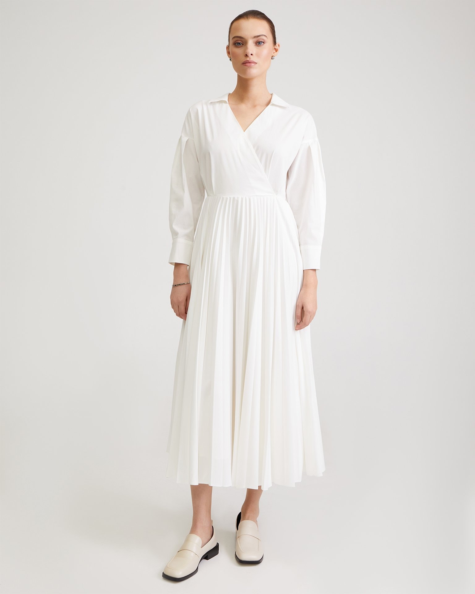 White midi dress, White — photo 3