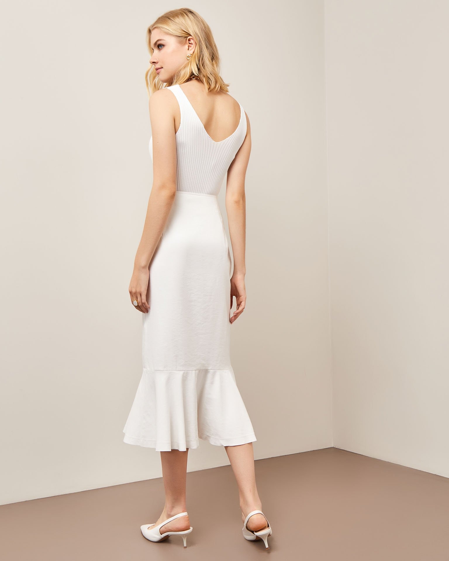 Skirt with a flounce, White — photo 3