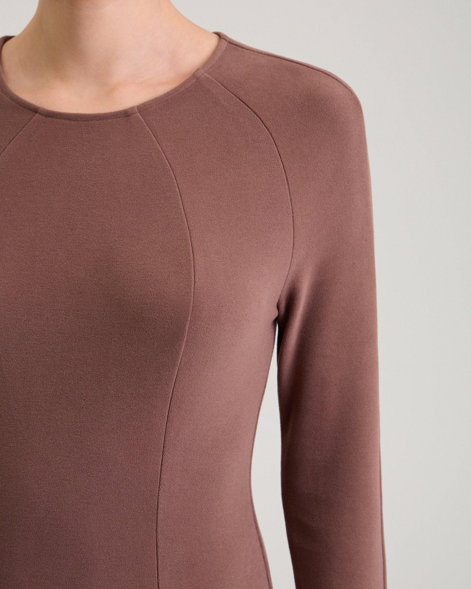 Knitted dress with a slit, Taupe — photo 9