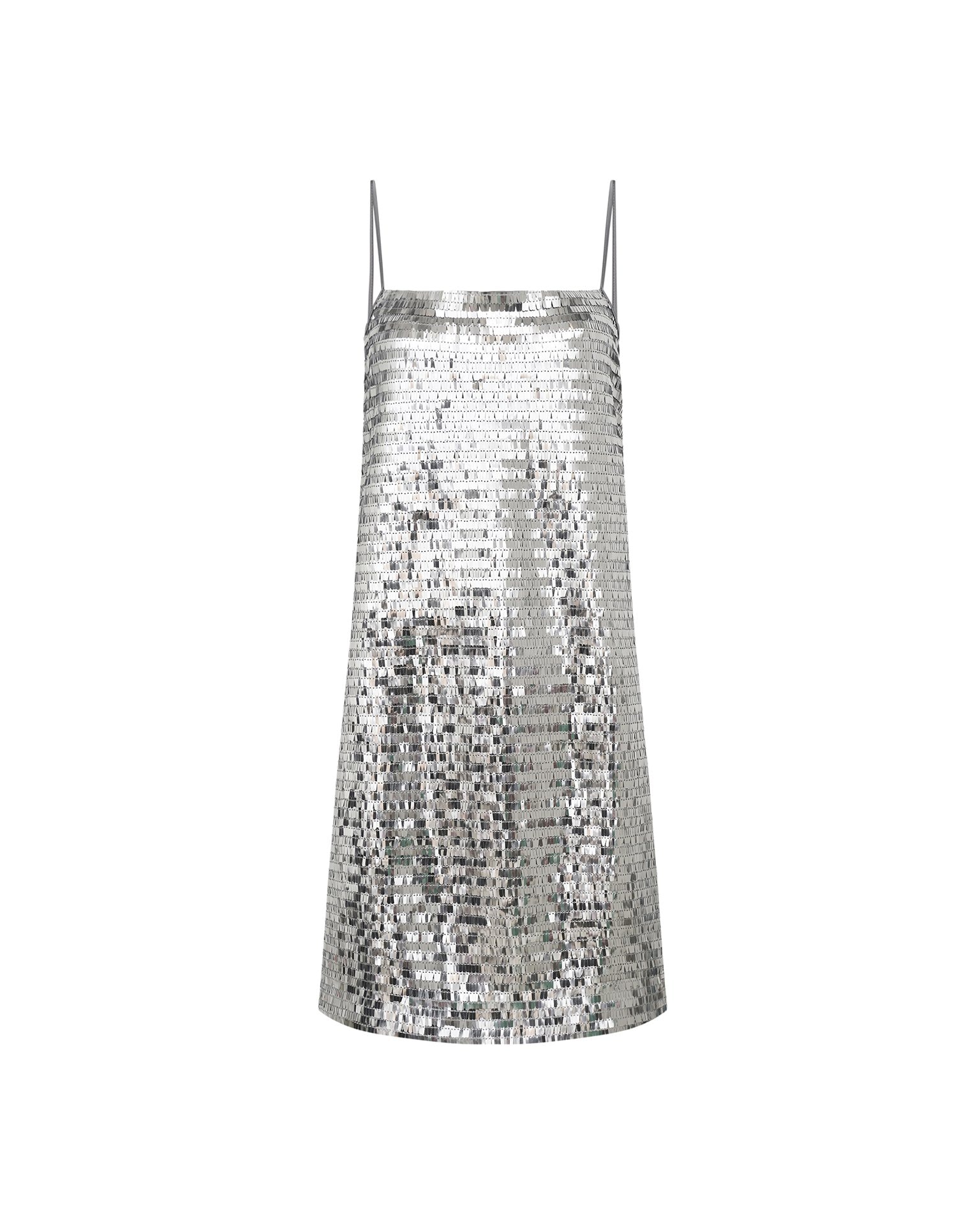 Silver mini dress with straps, Silver — photo 7