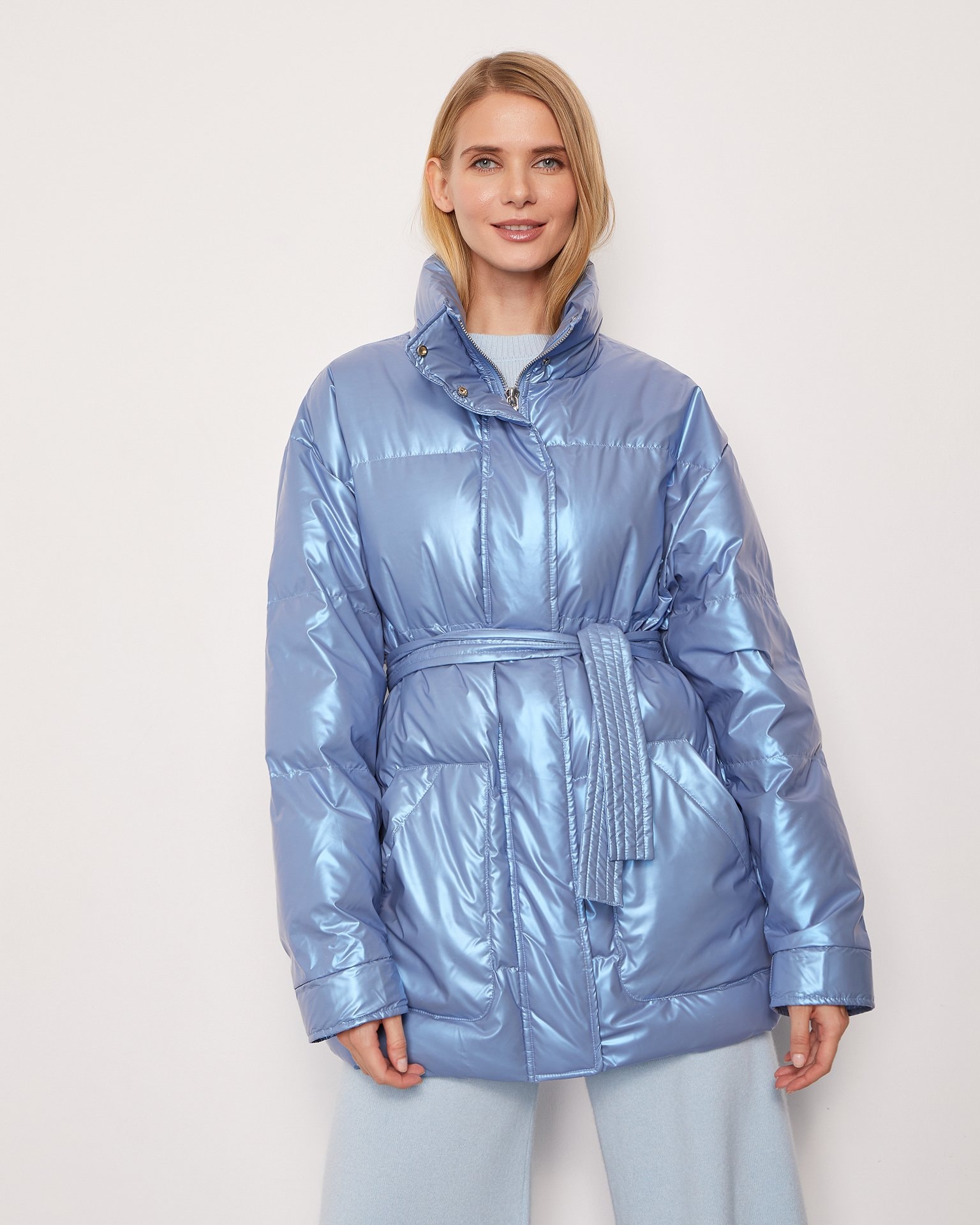 Ice-coloured puffer jacket, Sky Blue — photo 4
