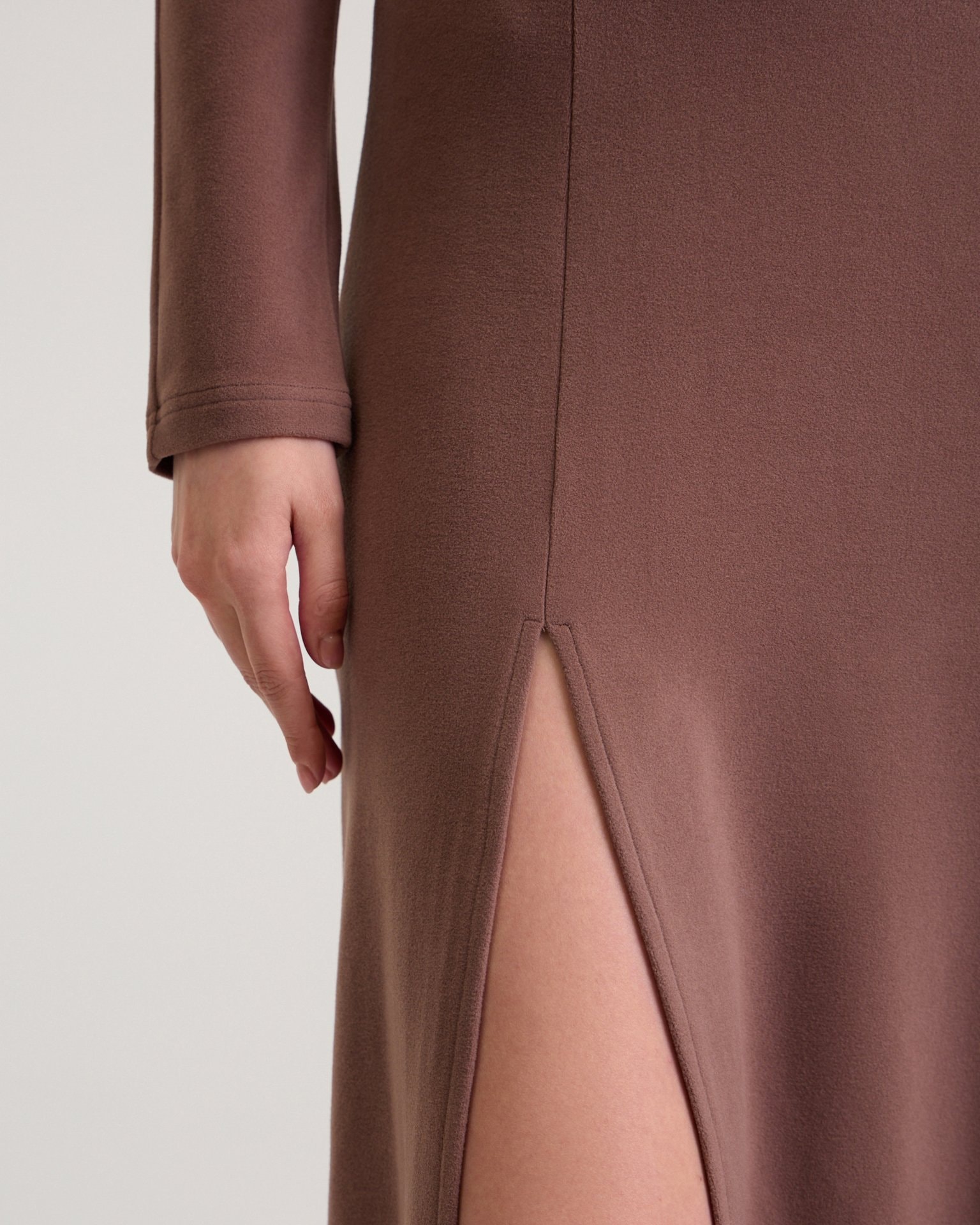 Knitted dress with a slit, Taupe — photo 10