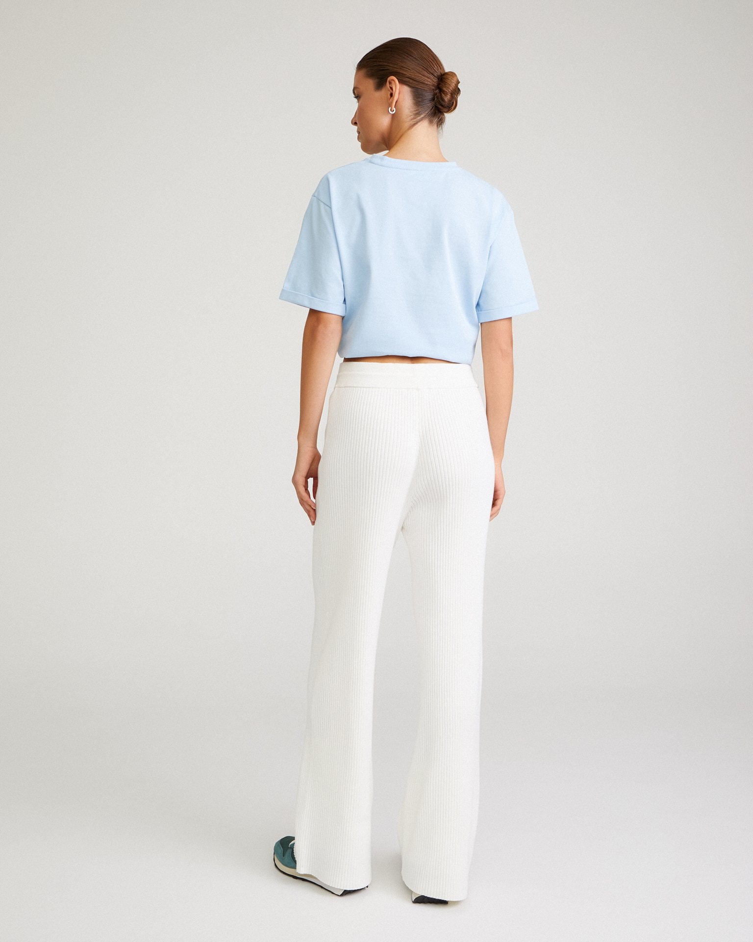 Flared white trousers, White — photo 3