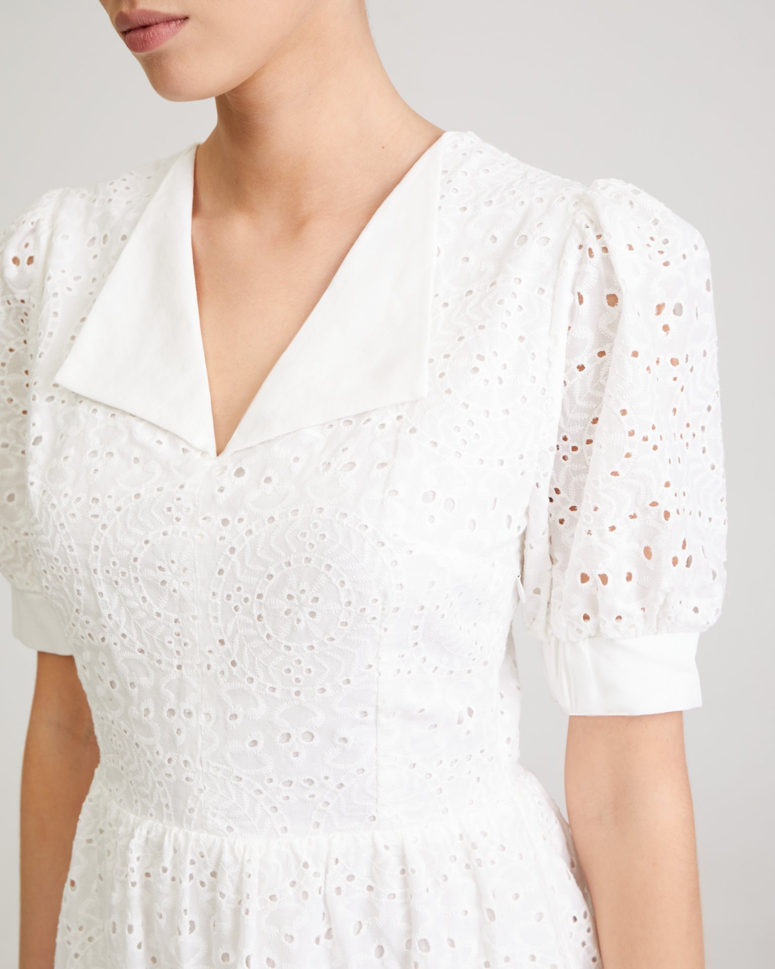 White cotton dress, White — photo 6