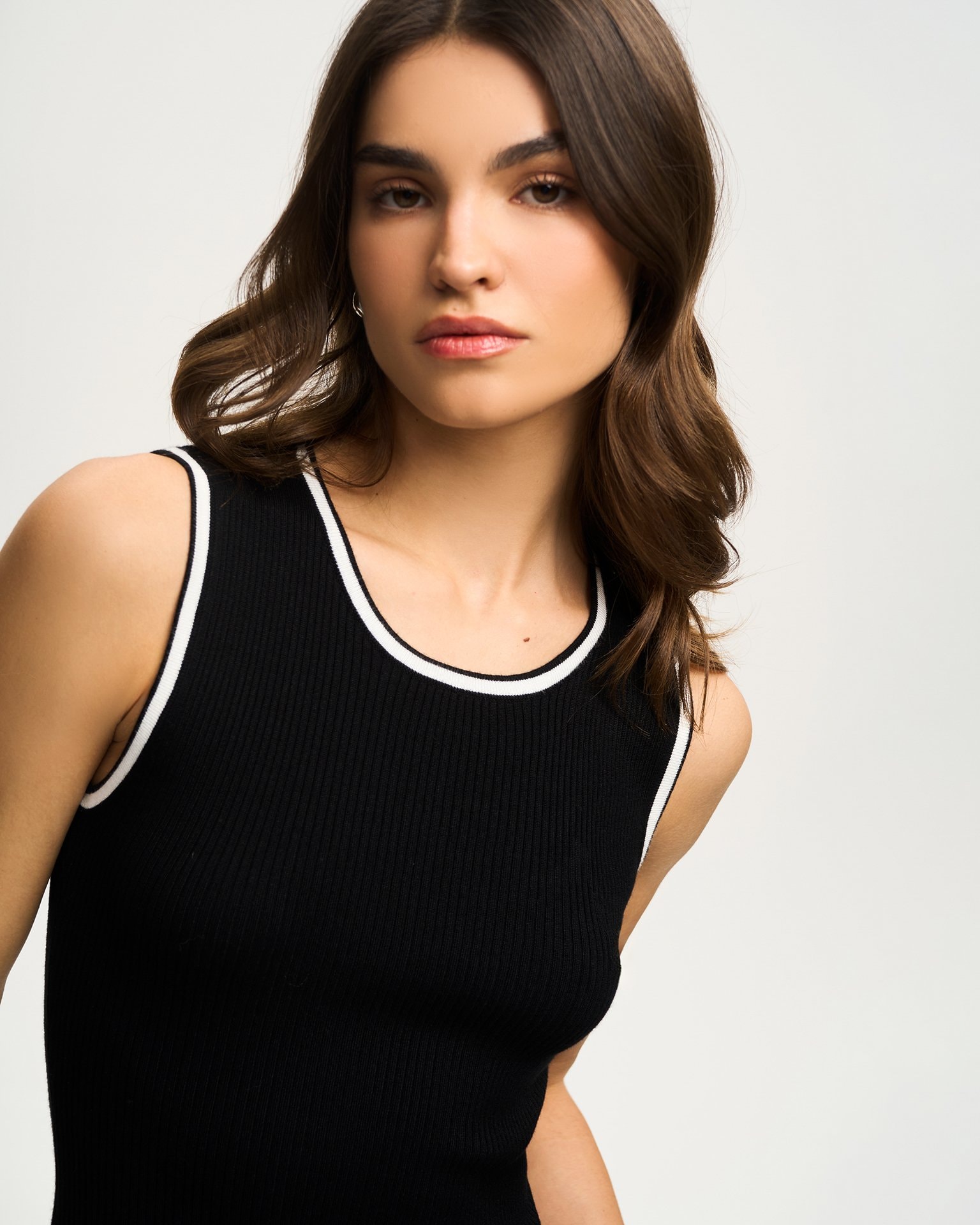 Ribbed knit top in black, Black — photo 5