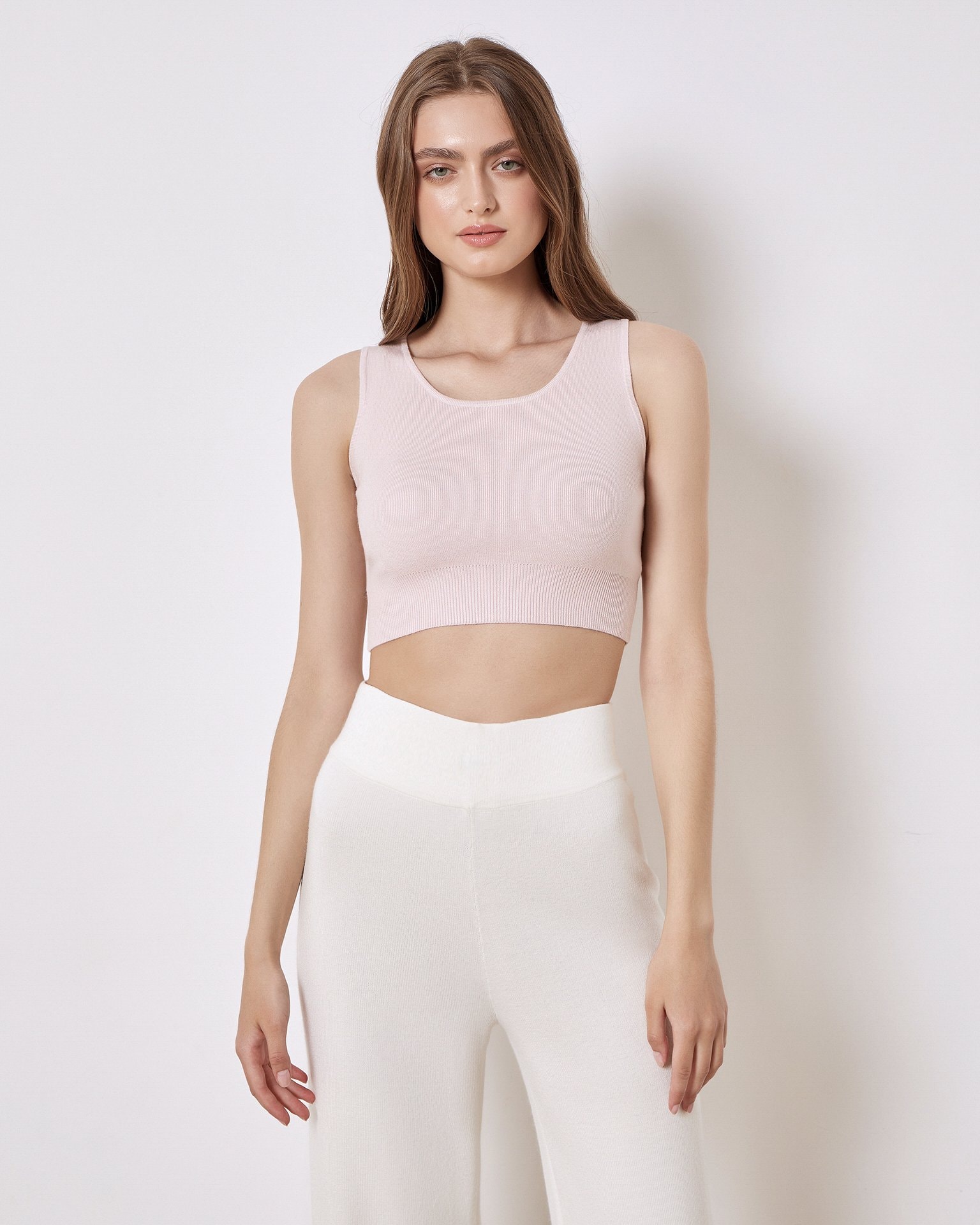Trousers with a seamless waistband, White — photo 2