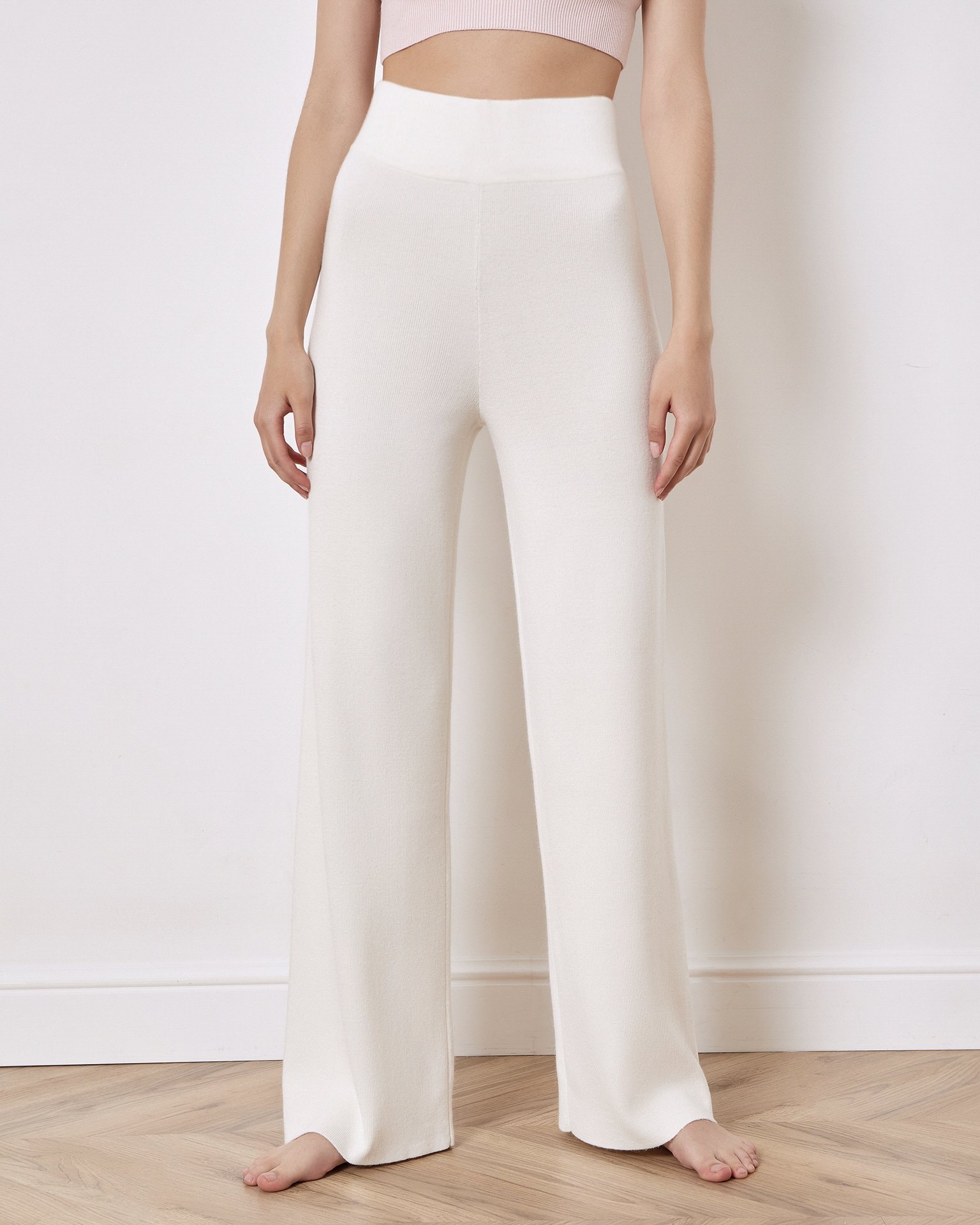 Trousers with a seamless waistband, White — photo 4
