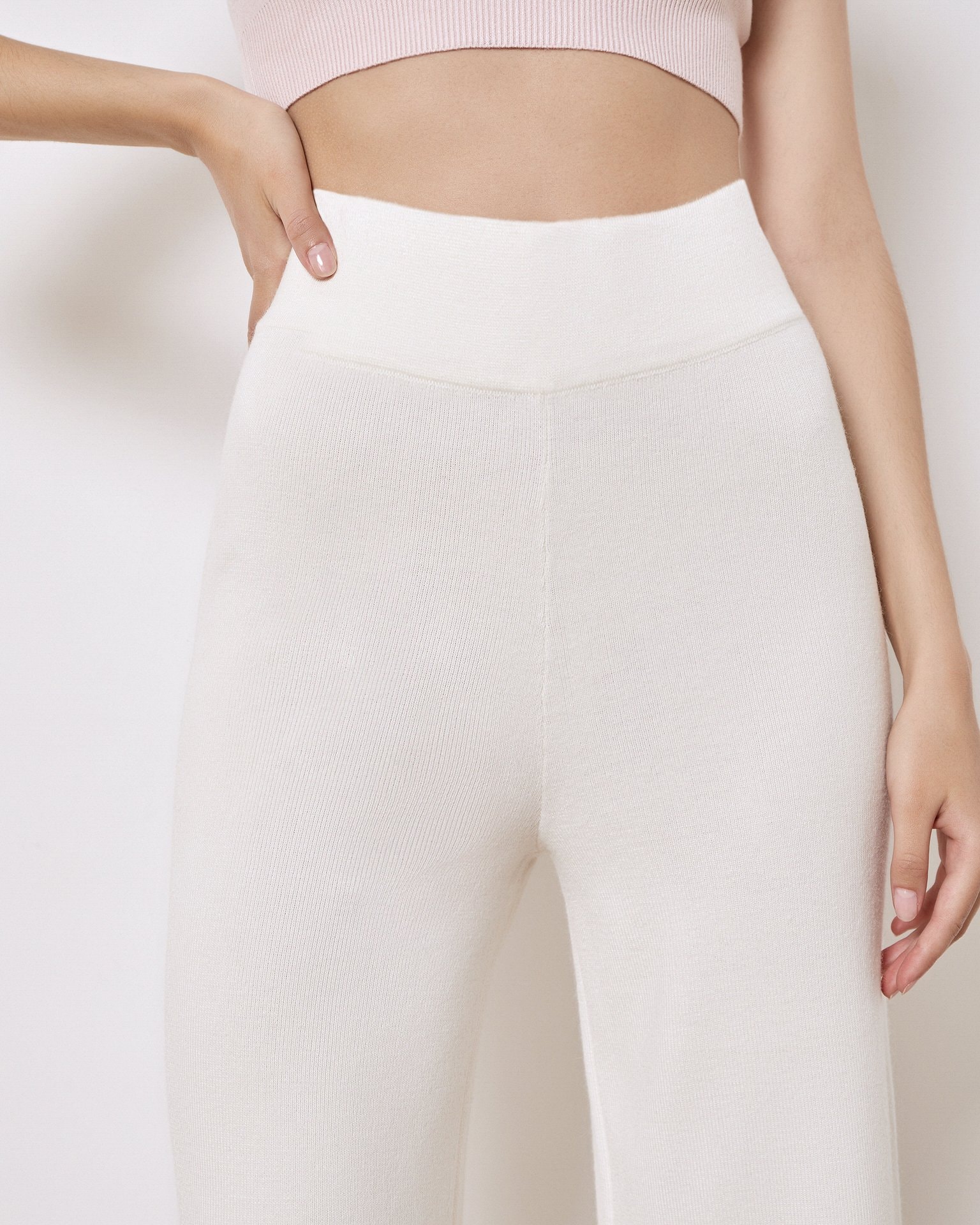 Trousers with a seamless waistband, White — photo 5