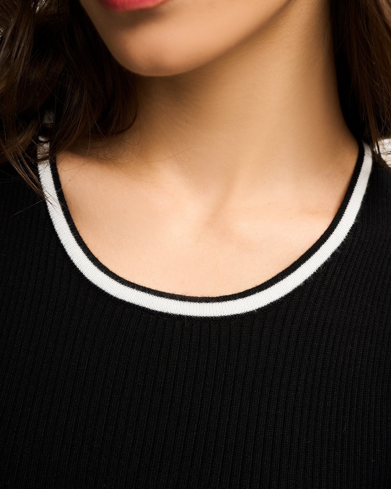 Ribbed knit top in black, Black — photo 6