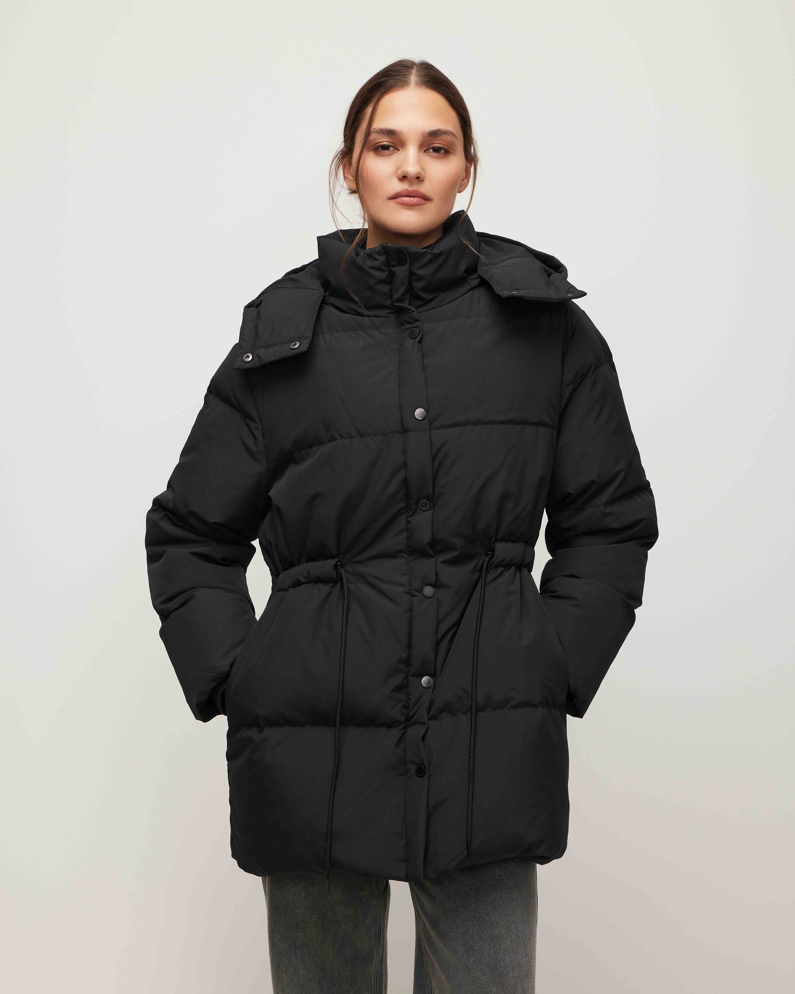 Longline puffer coat, Black — photo 6