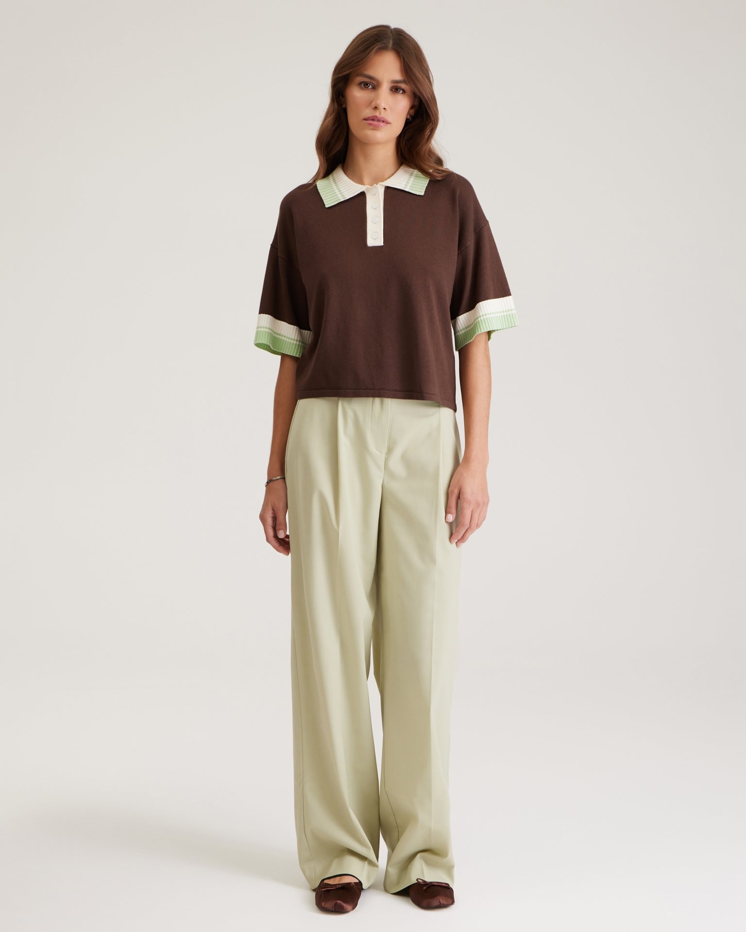 Knit polo, Brown — photo 4
