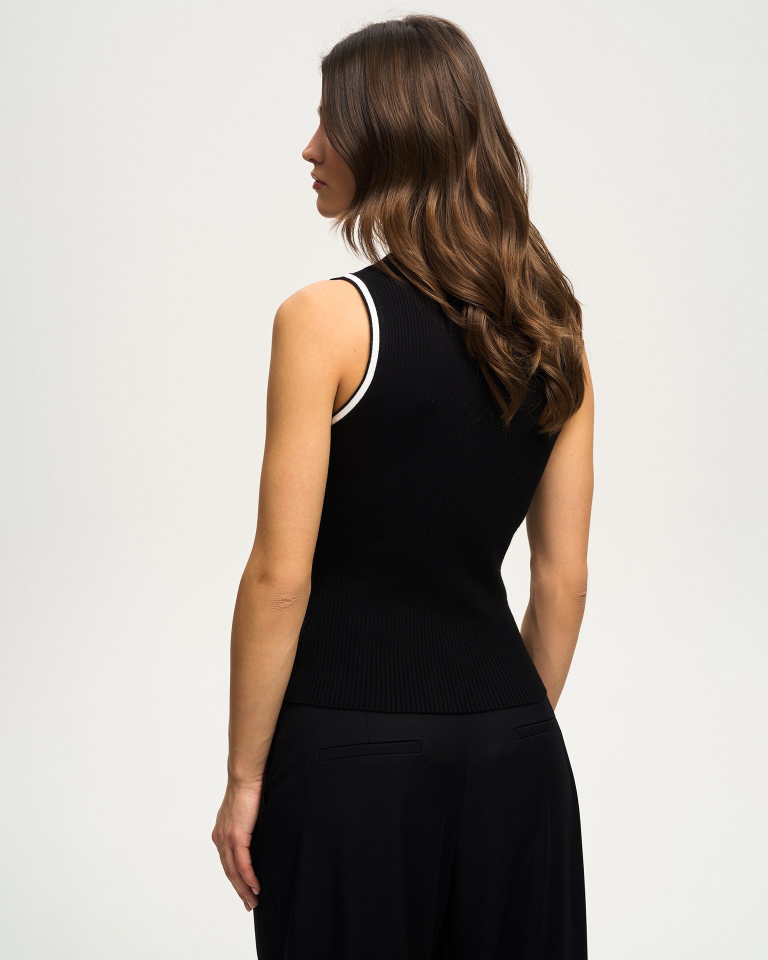 Ribbed knit top in black, Black — photo 3