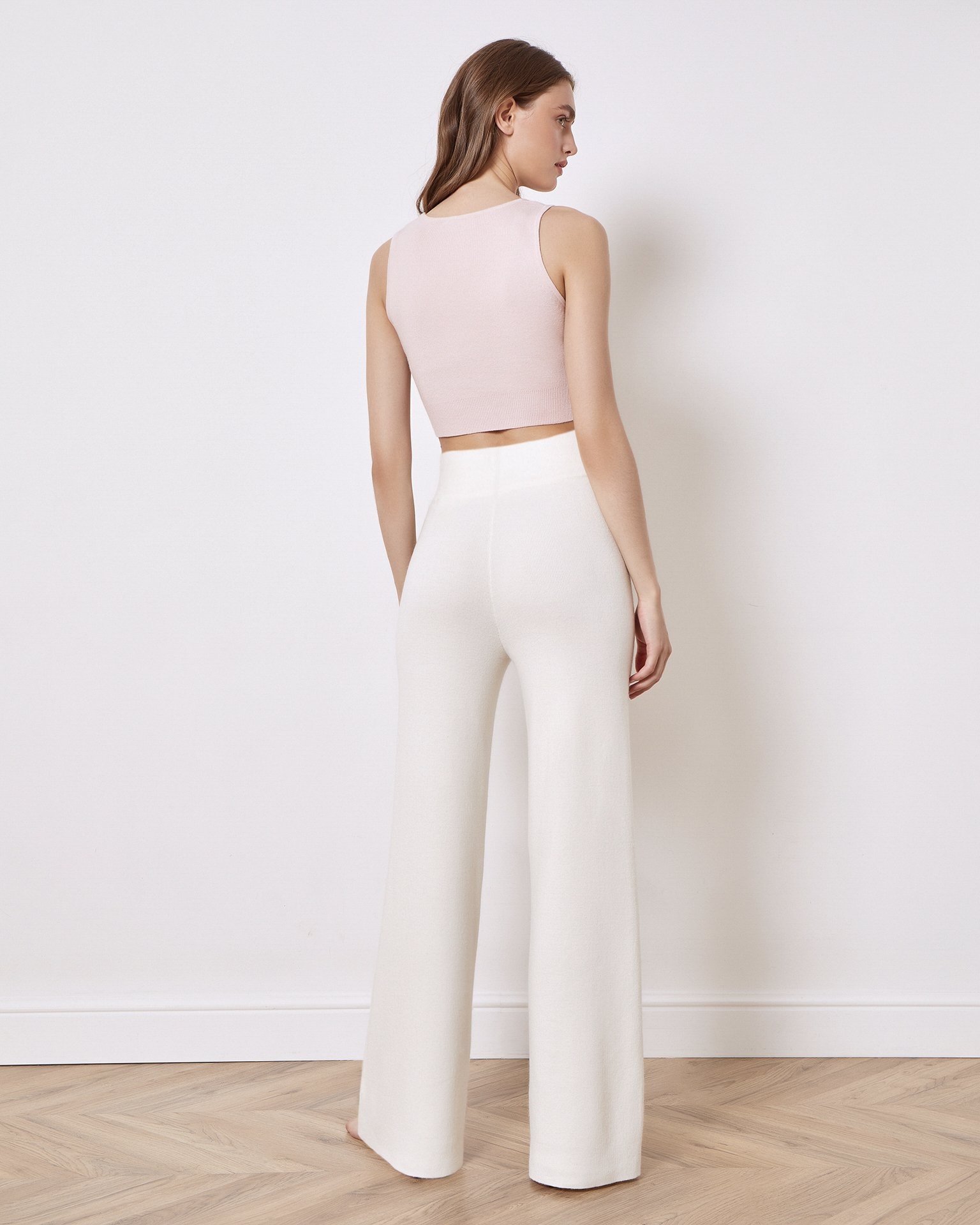 Trousers with a seamless waistband, White — photo 3