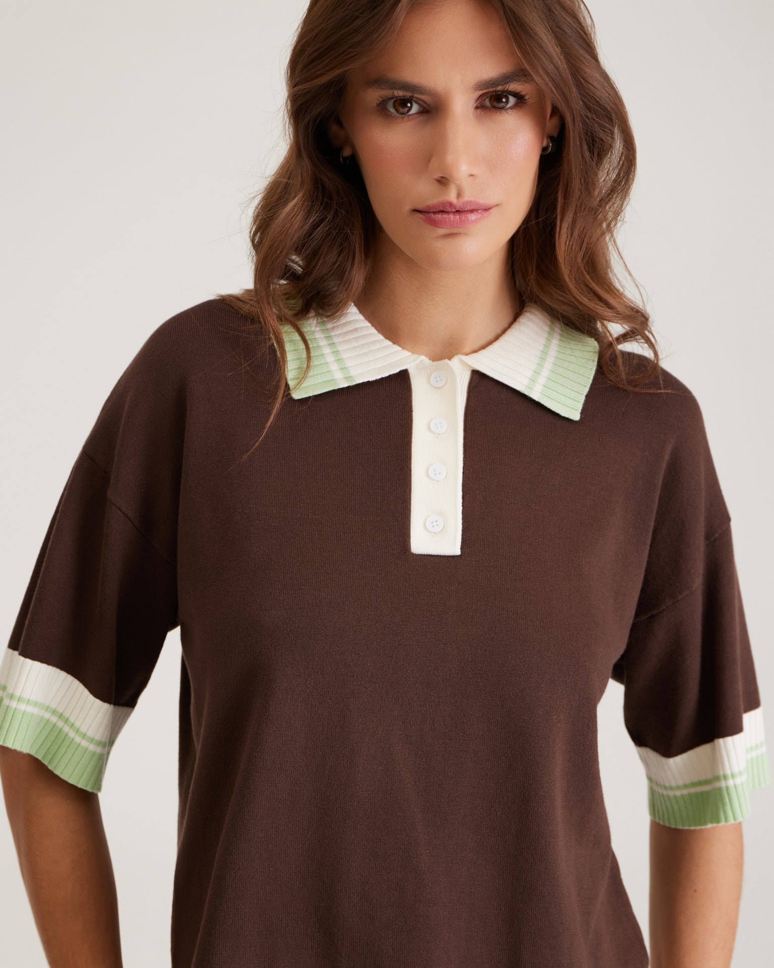 Knit polo, Brown — photo 7