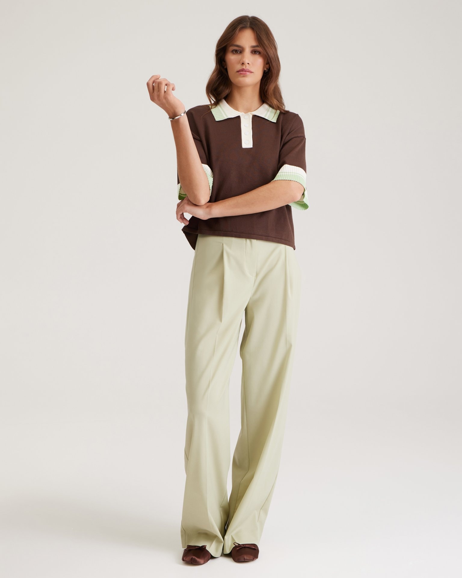 Knit polo, Brown
