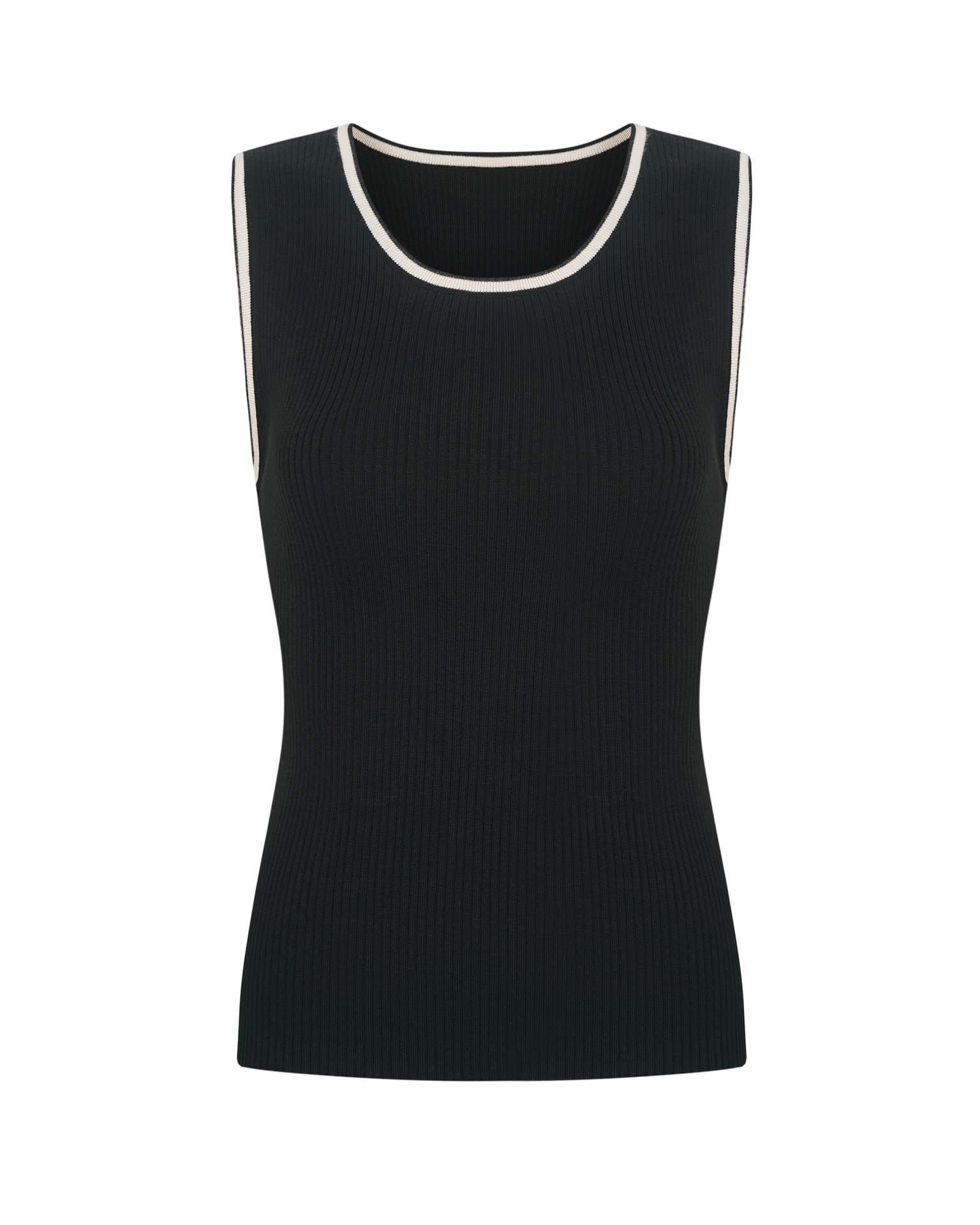 Ribbed knit top in black, Black — photo 7