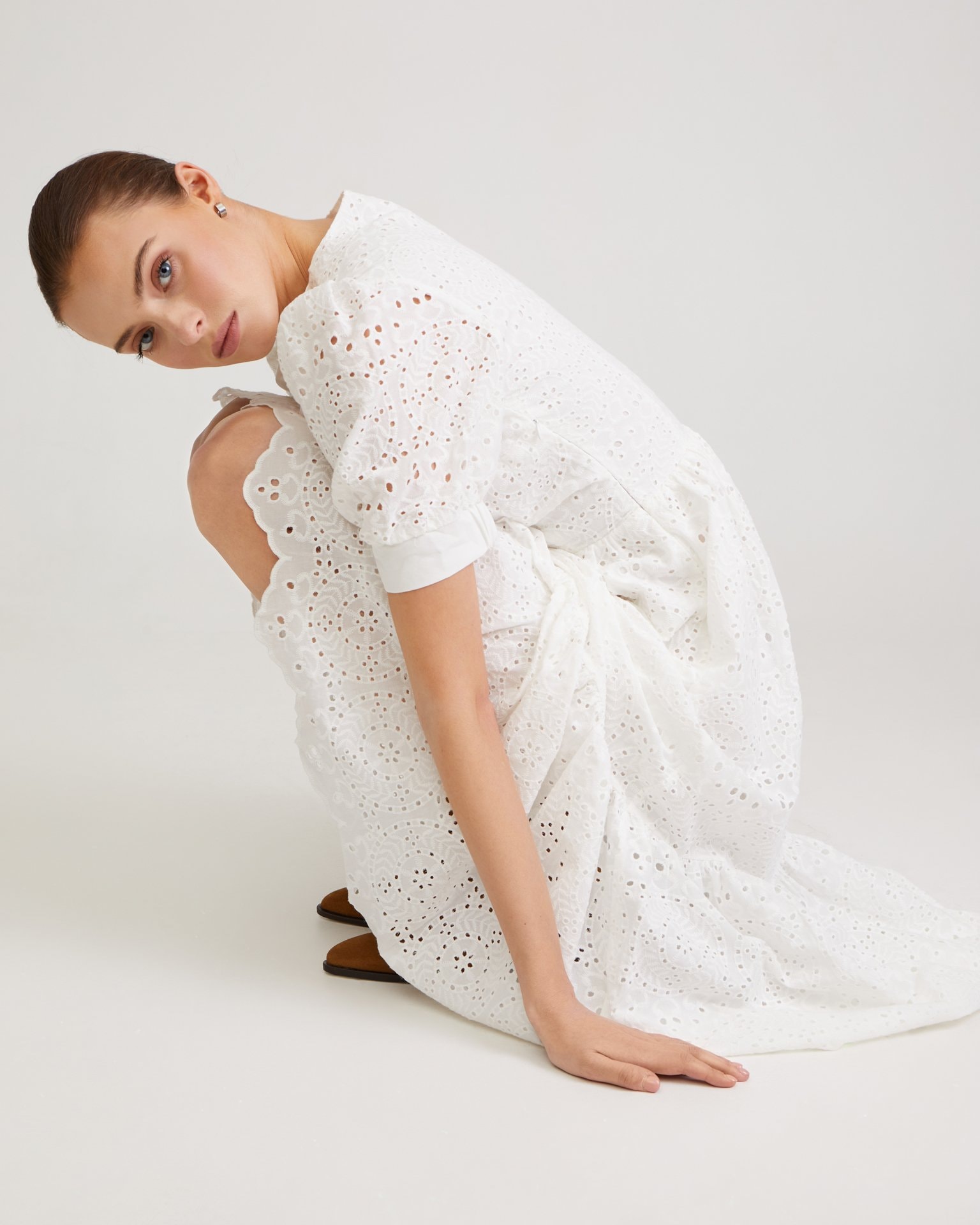 White cotton dress, White — photo 2