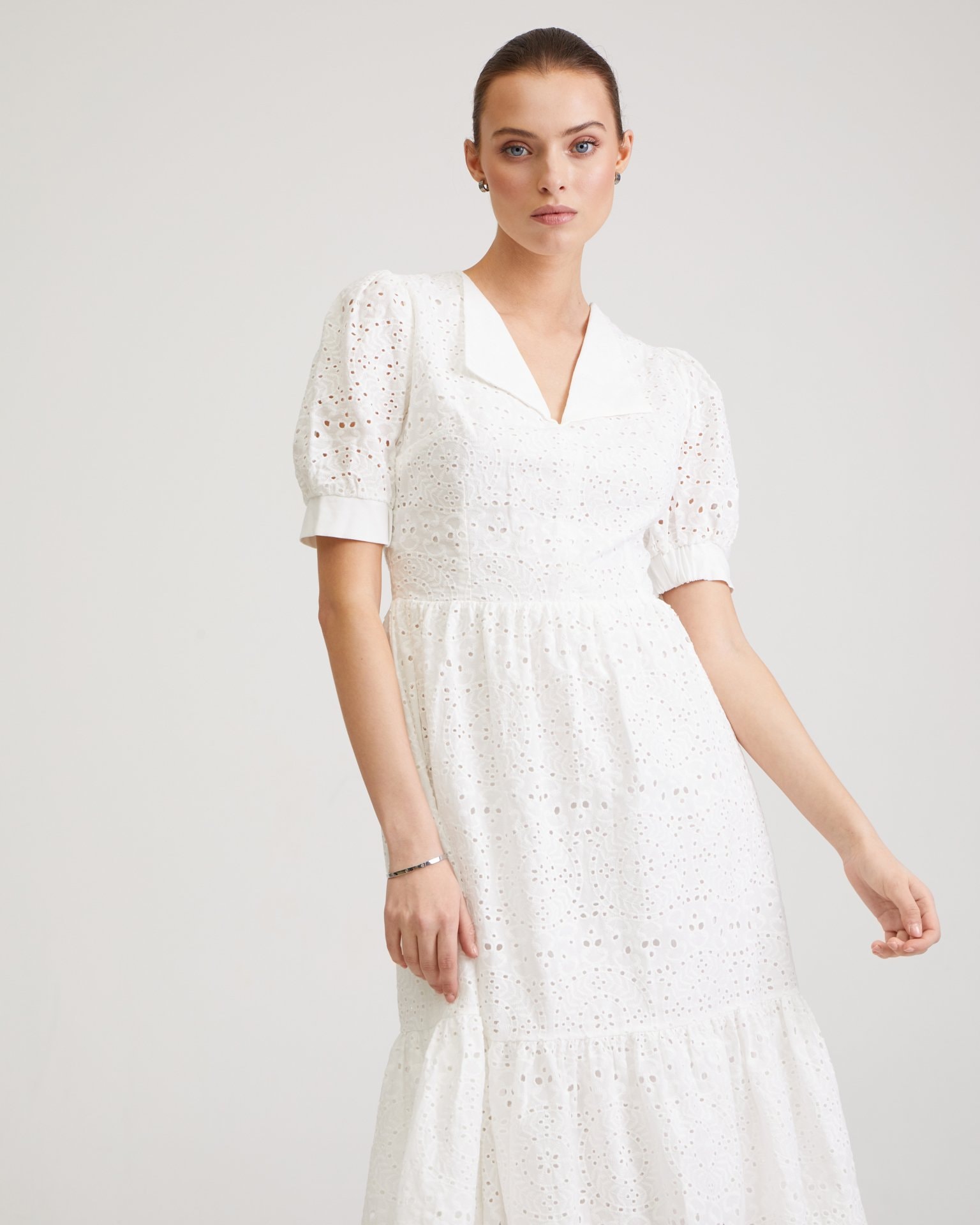 White cotton dress, White — photo 4
