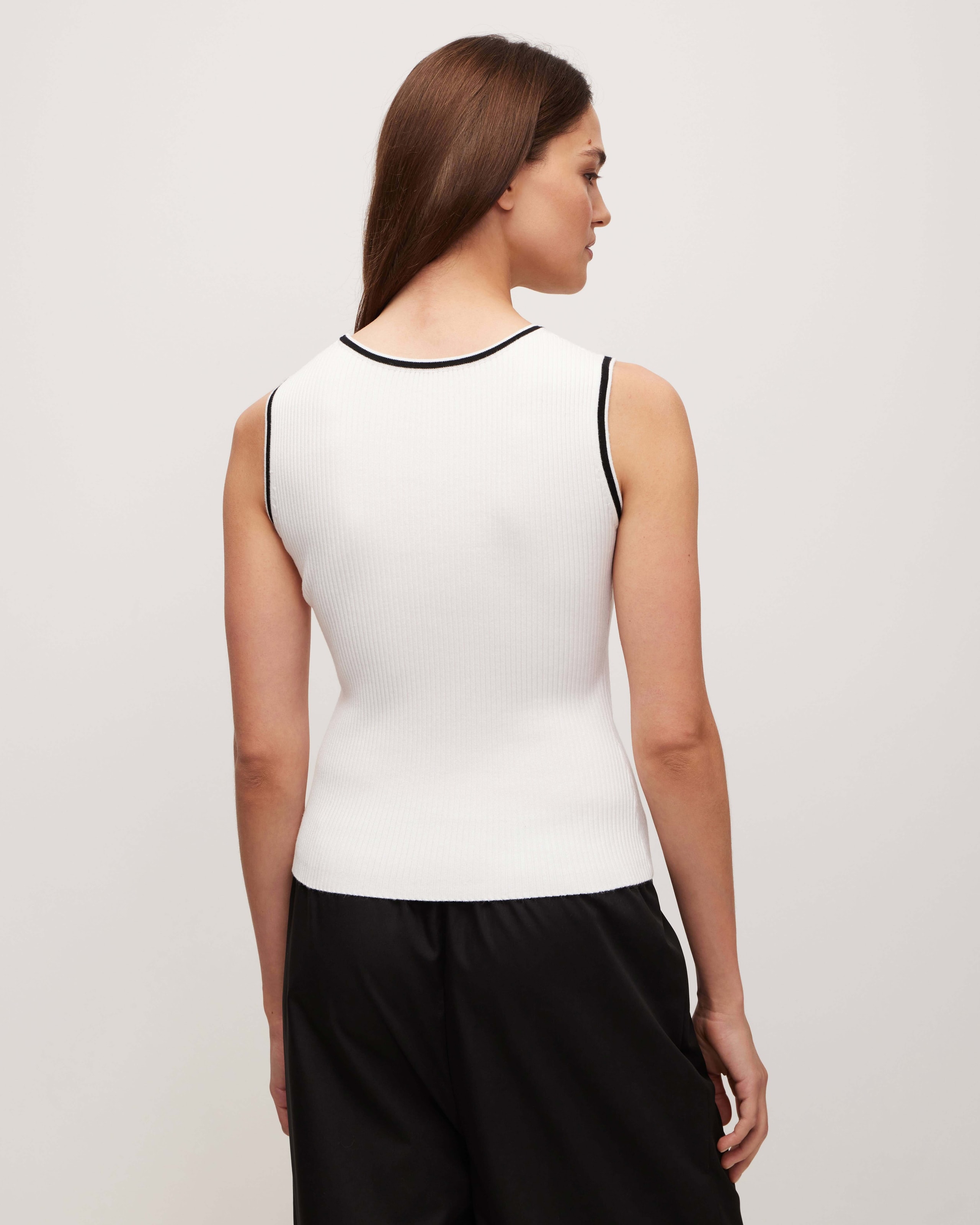 Ribbed knit top in white, White — photo 3