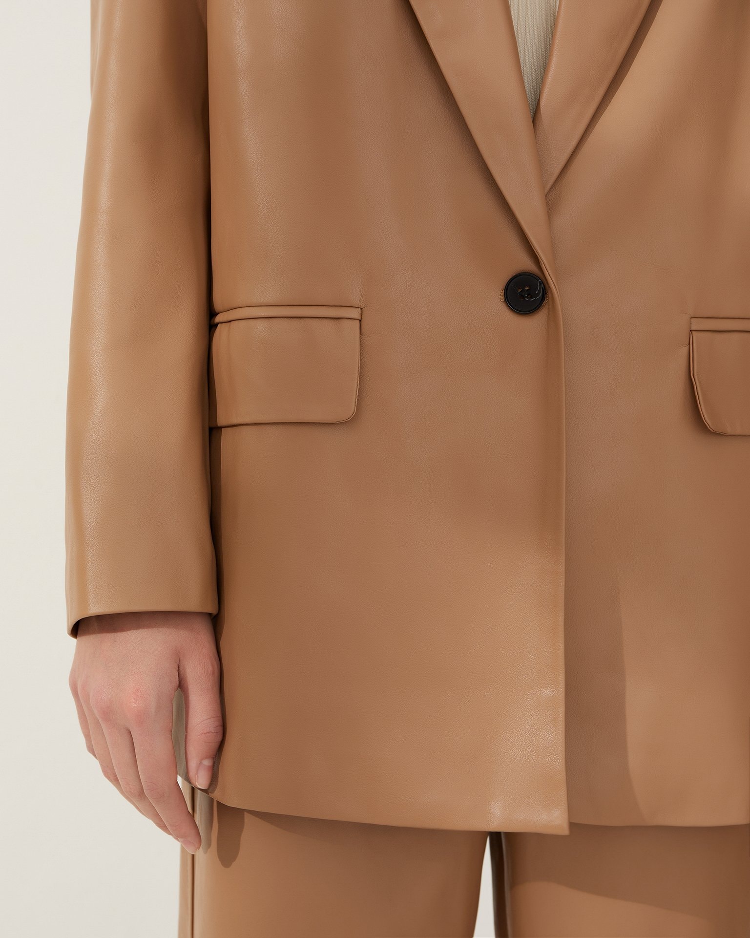 Straight-cut blazer, Brown — photo 7