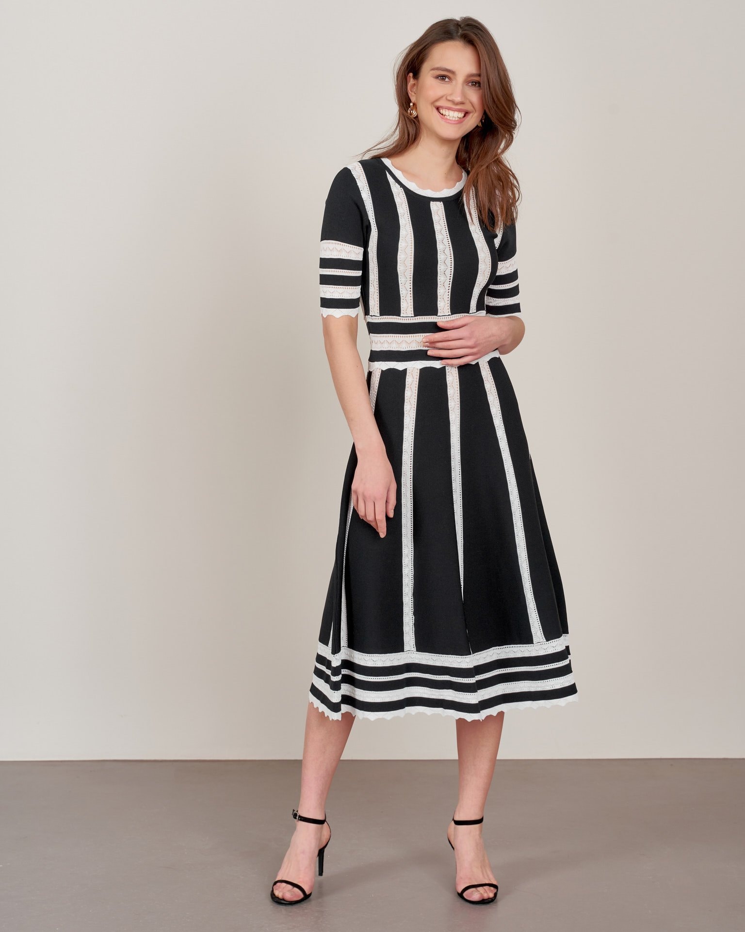 Dress with lace inserts, Black — photo 2