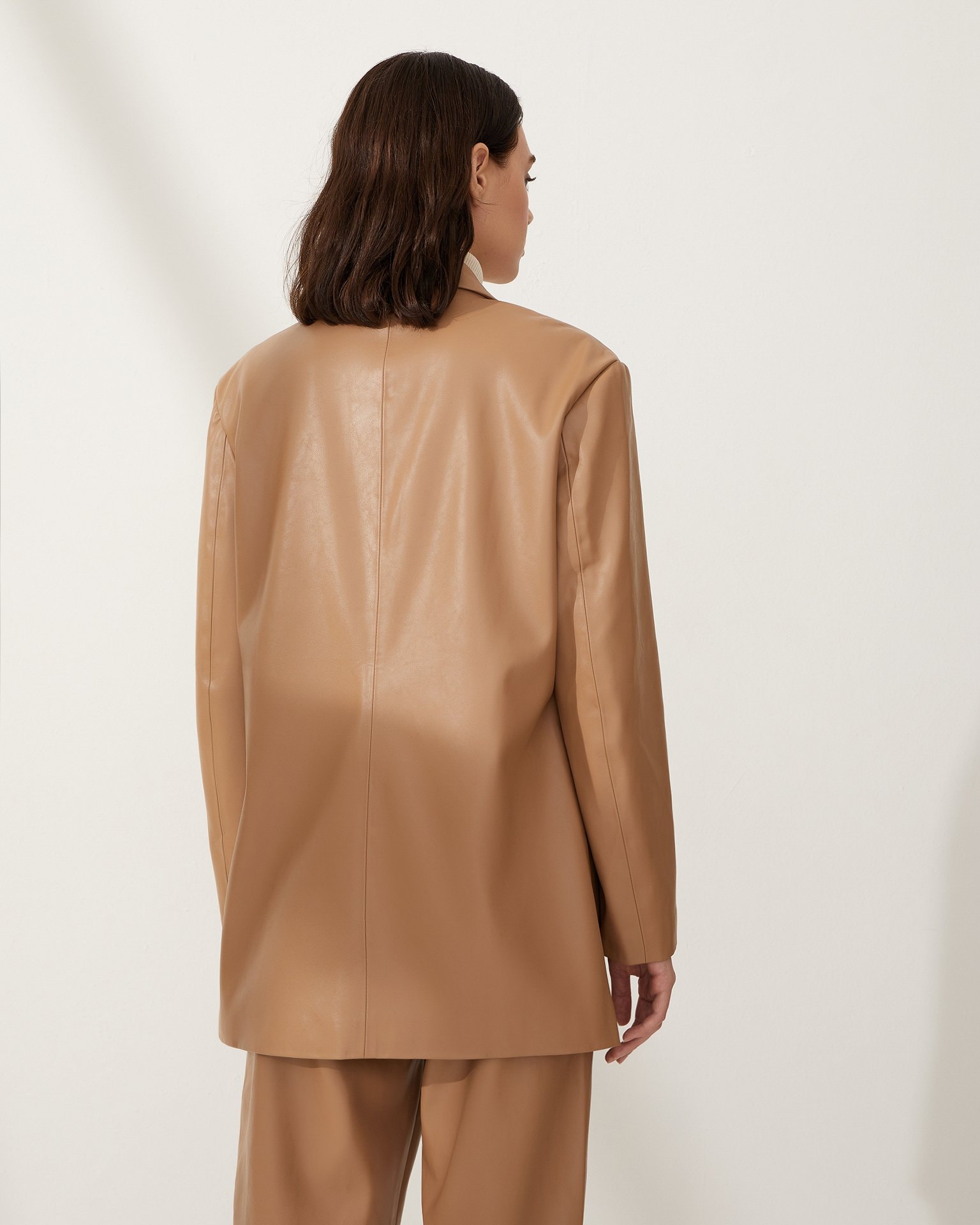 Straight-cut blazer, Brown — photo 4