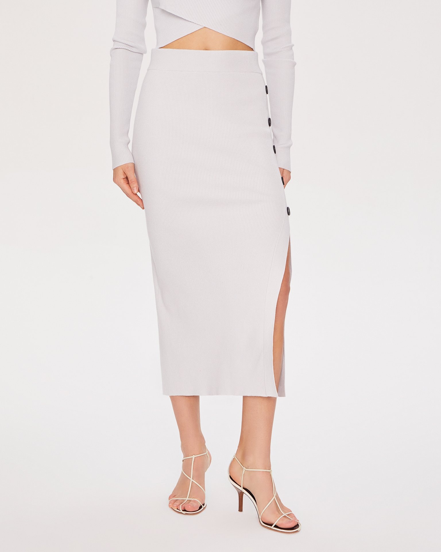 Mid-length skirt with an elasticated waist, Grey — photo 3