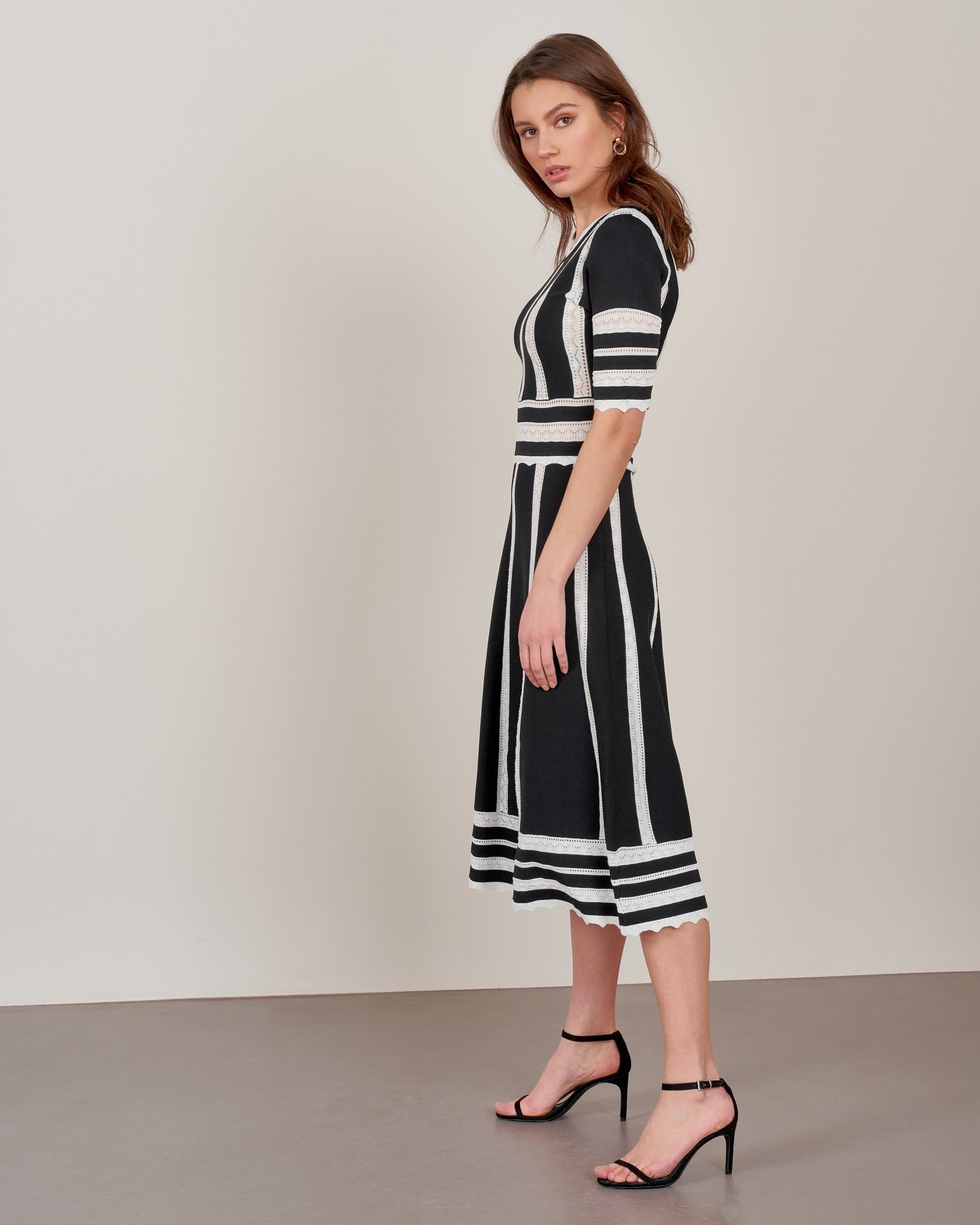 Dress with lace inserts, Black — photo 4