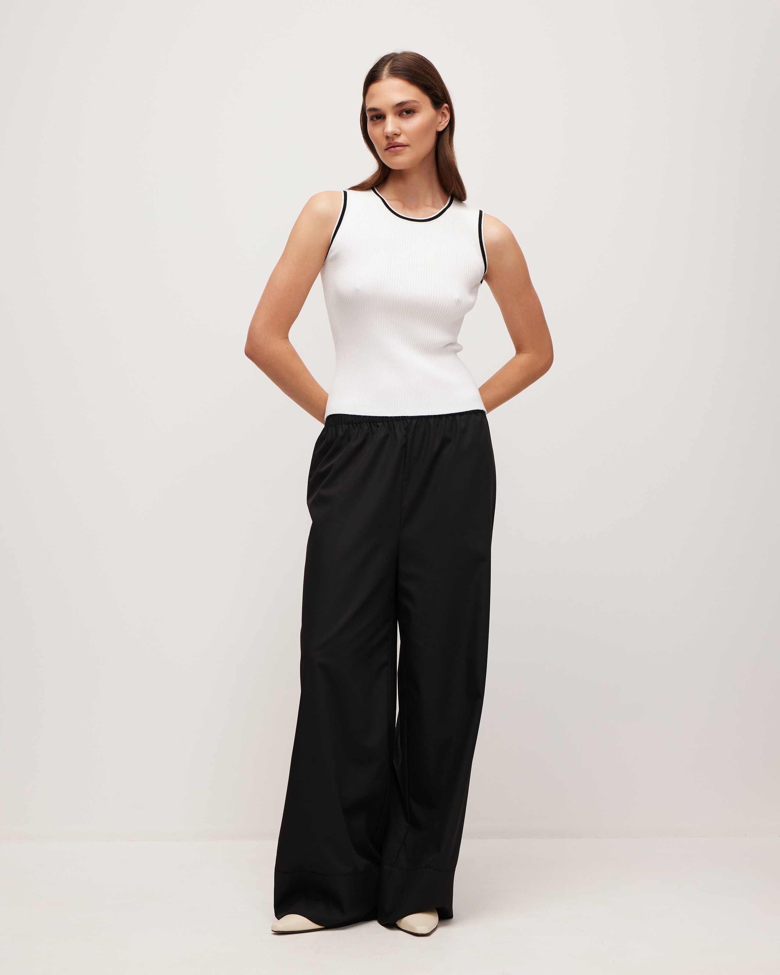 Ribbed knit top in white, White — photo 2