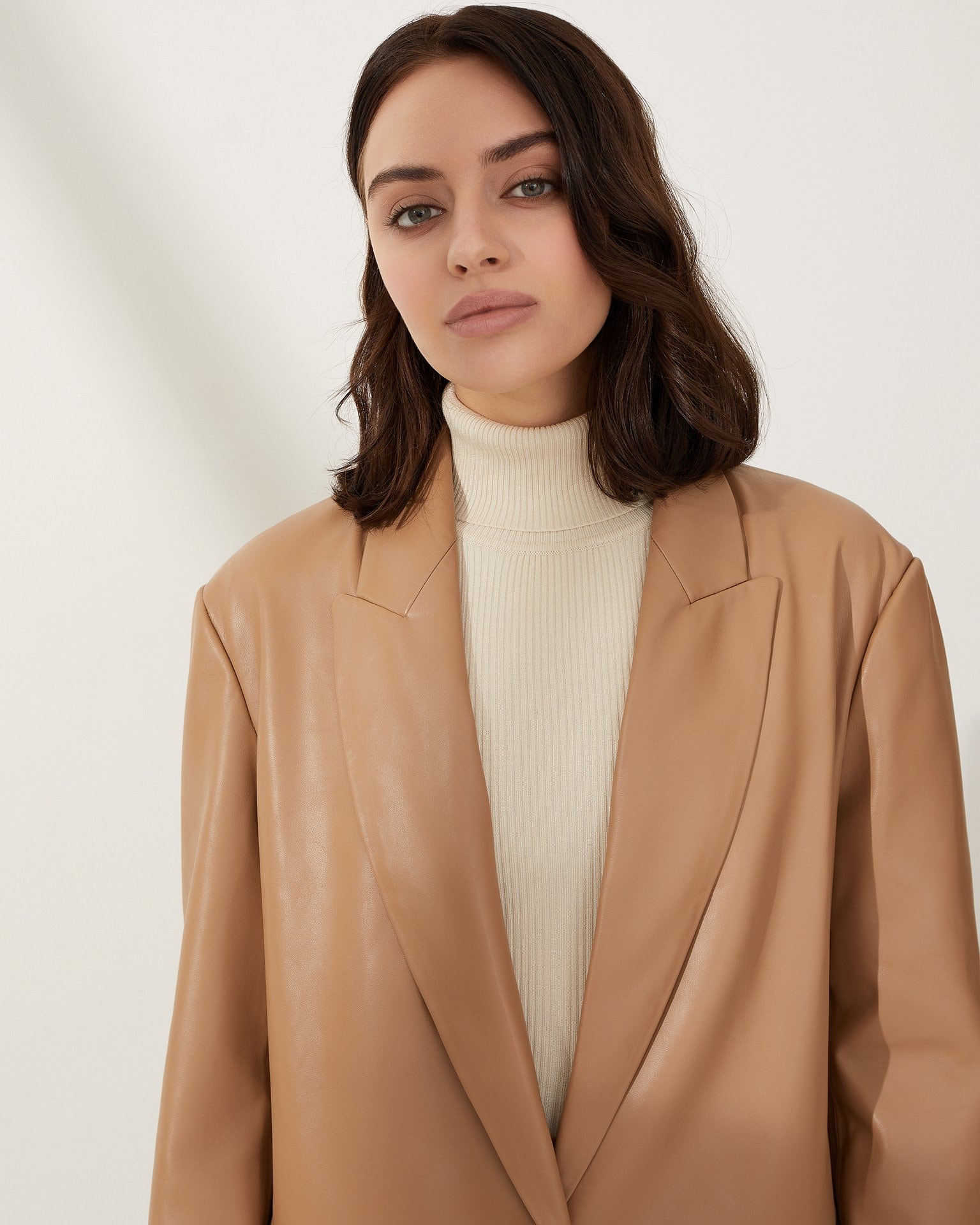 Straight-cut blazer, Brown — photo 6