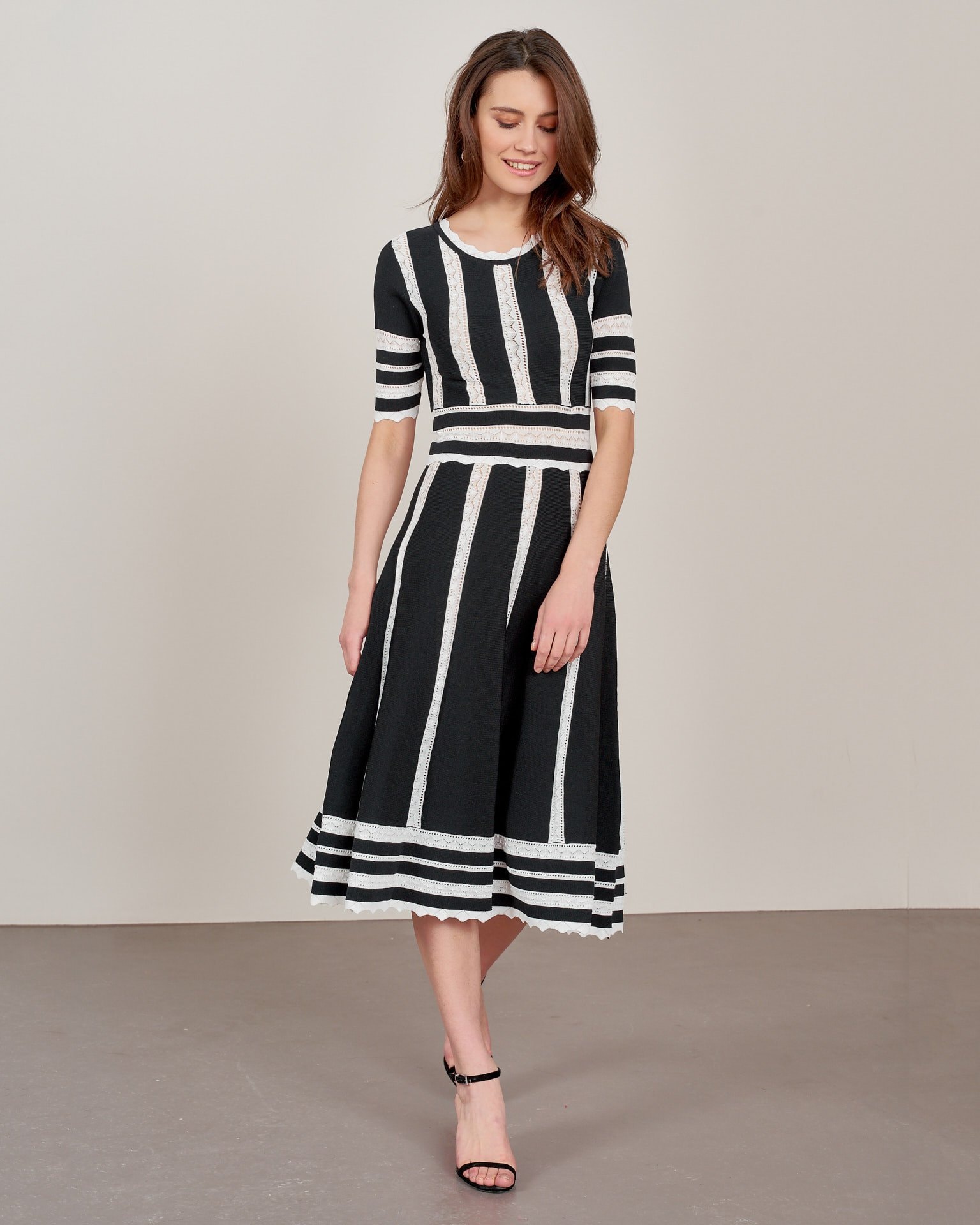Dress with lace inserts, Black