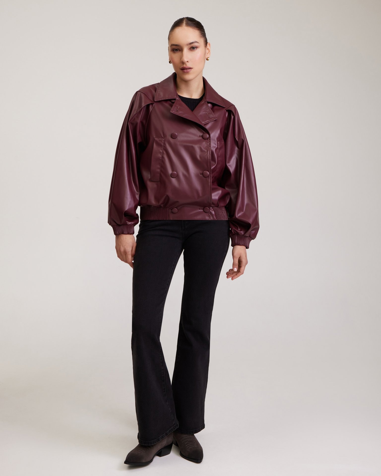 Oversized Bomber in Burgundy, Bordeaux — photo 5