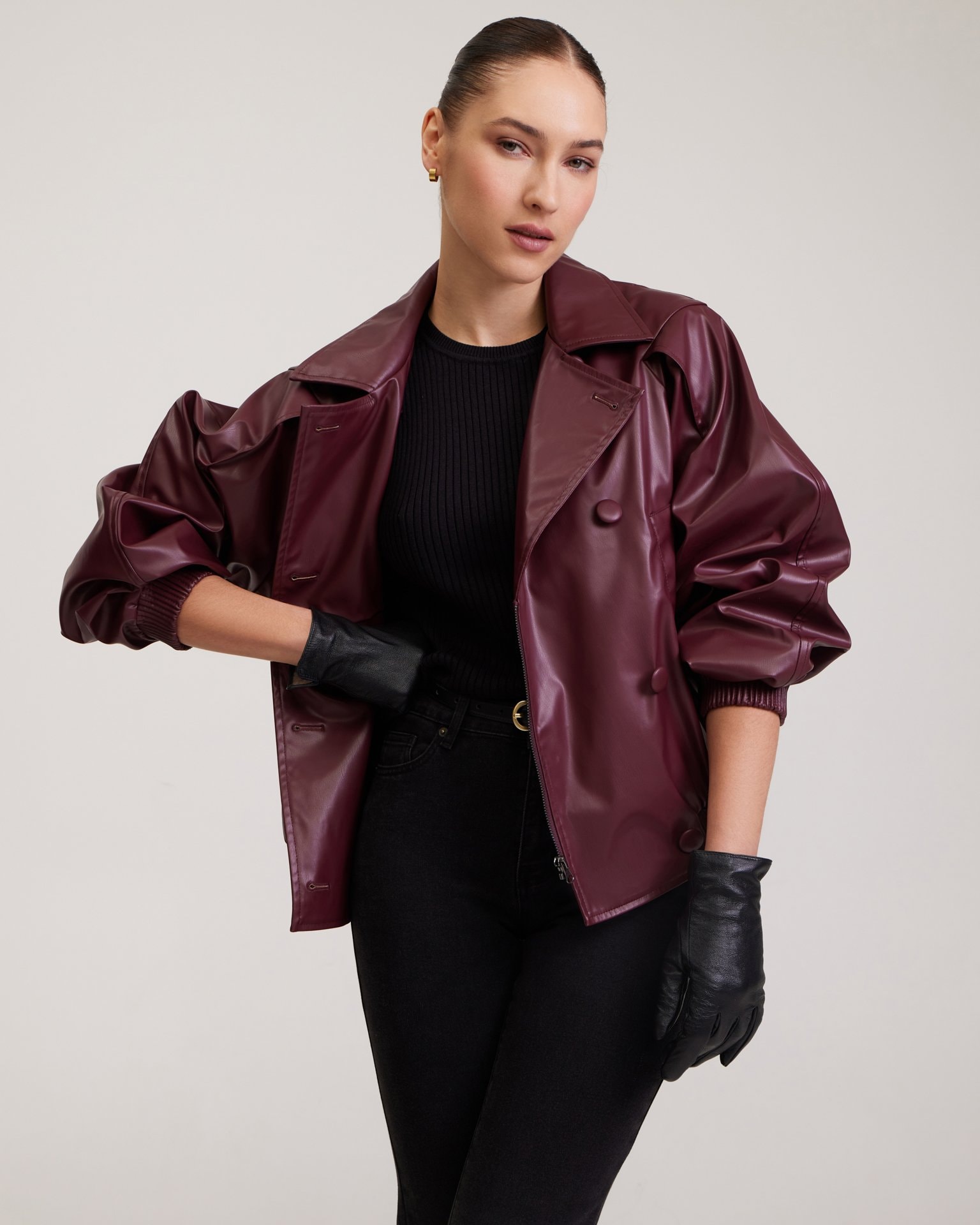 Oversized Bomber in Burgundy, Bordeaux — photo 2