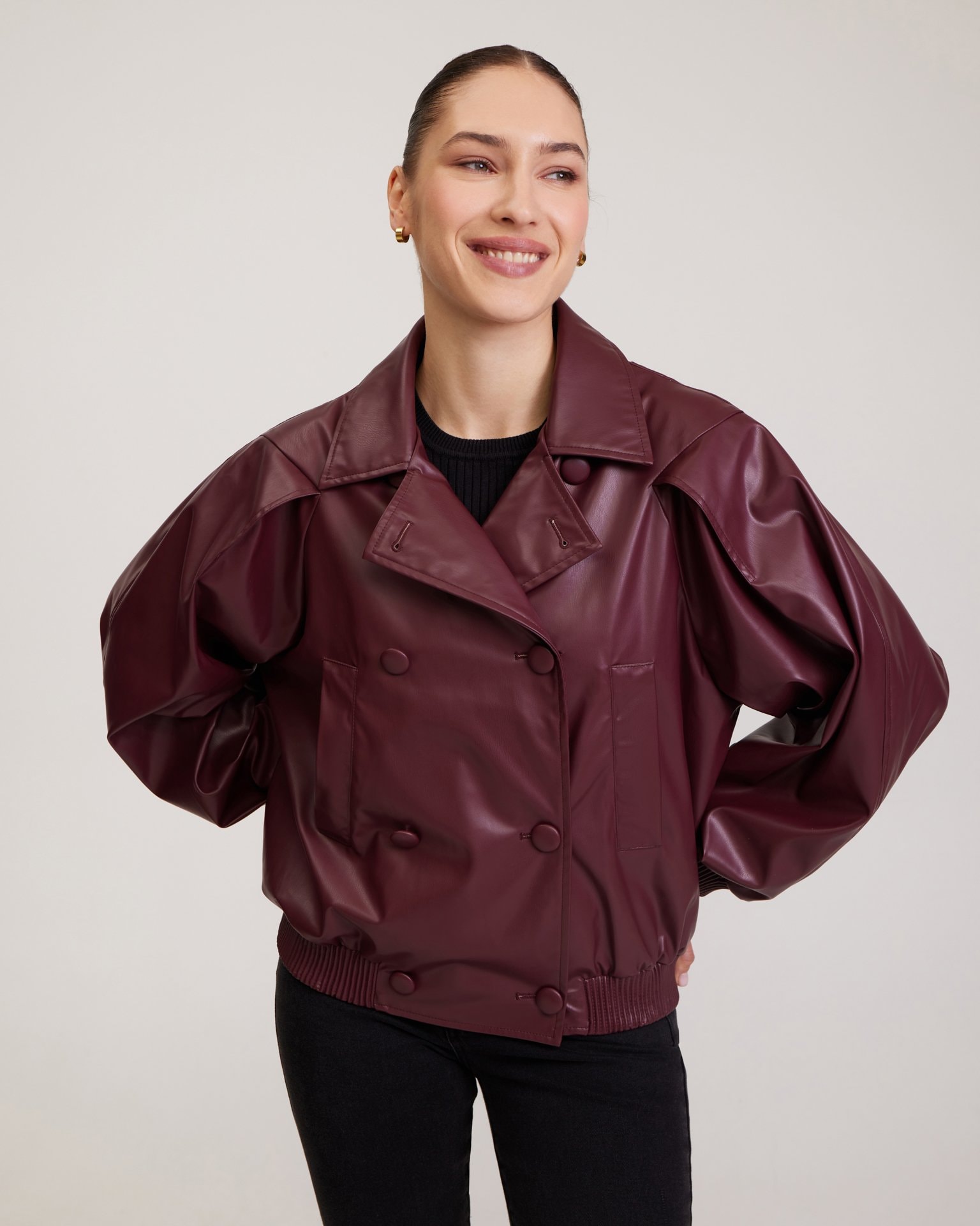 Oversized Bomber in Burgundy, Bordeaux — photo 7