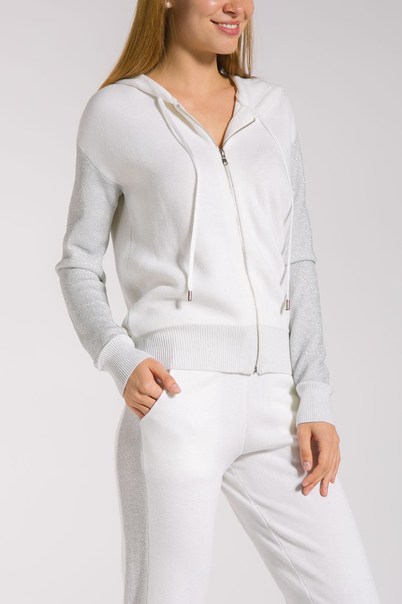 Trouser suit in a pristine white shade with metallic thread detailing, White — photo 2