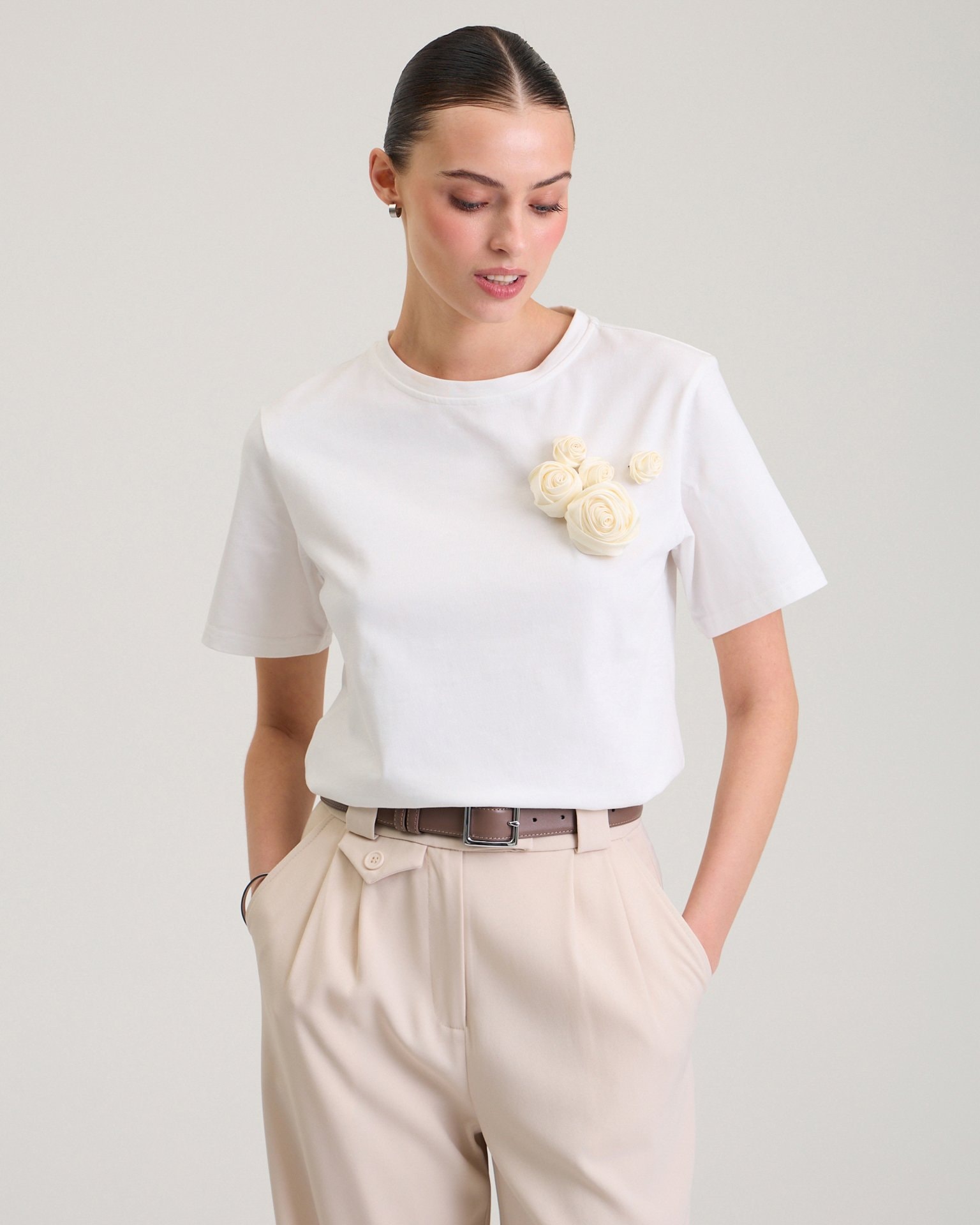 Set of floral brooches, Milky — photo 3