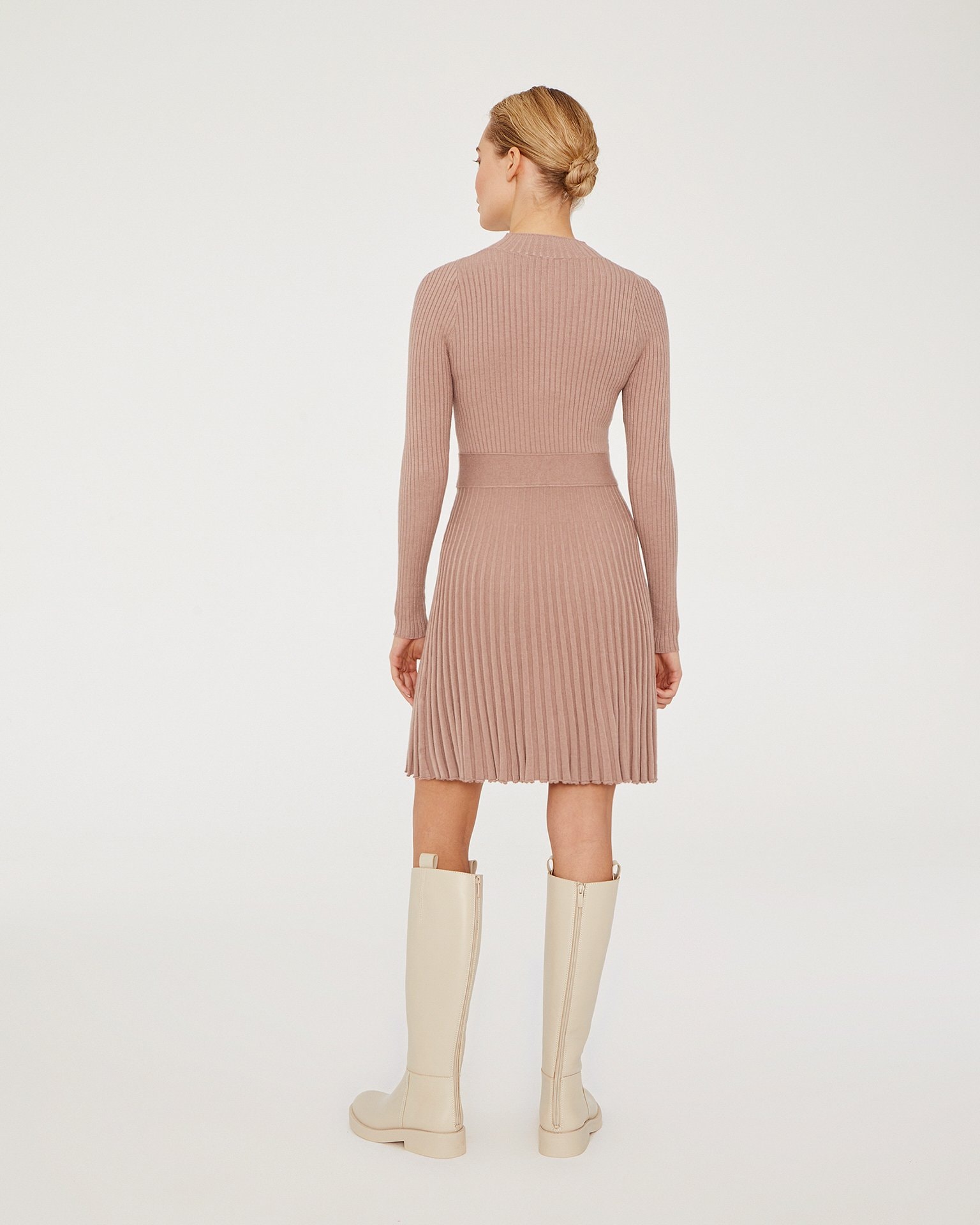 Rib-knit dress, Coffee — photo 3