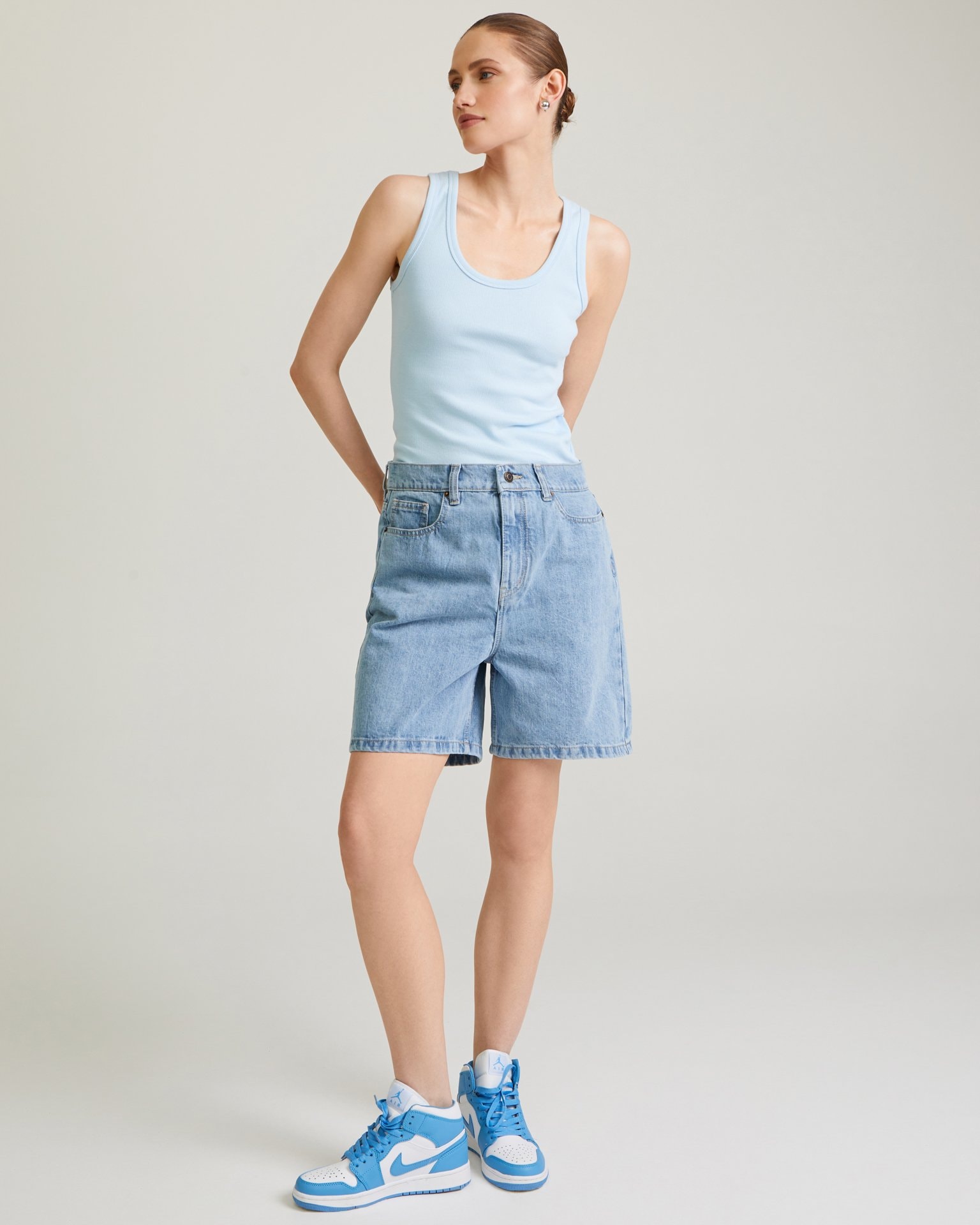 Top with a deep neckline, Blue — photo 5