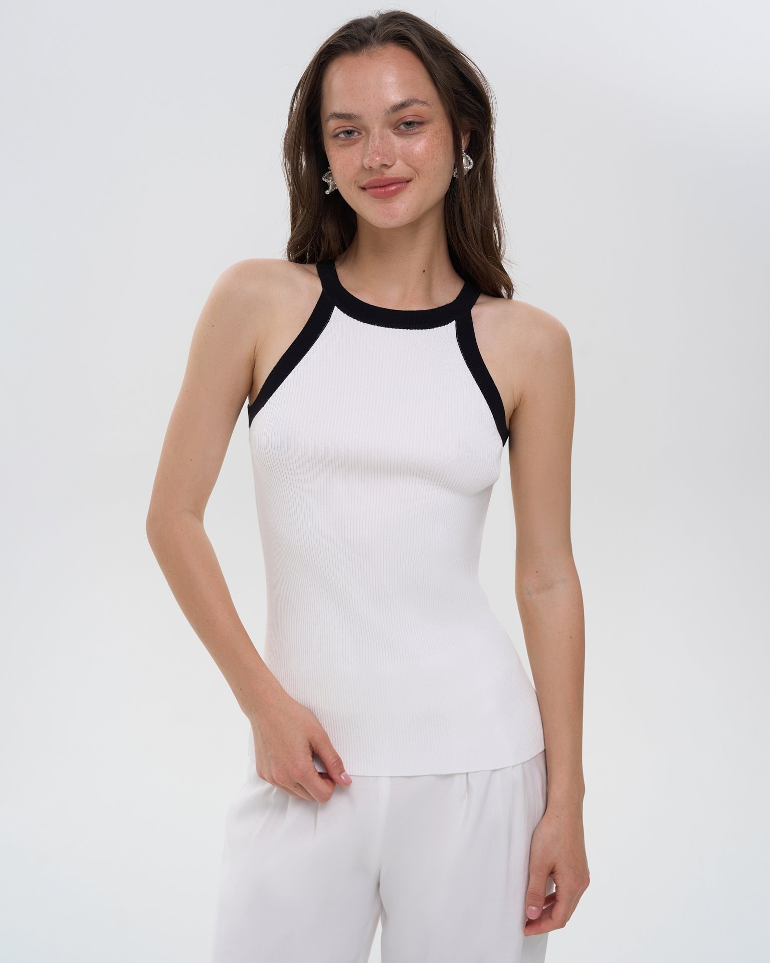 Body-Skimming Top, White