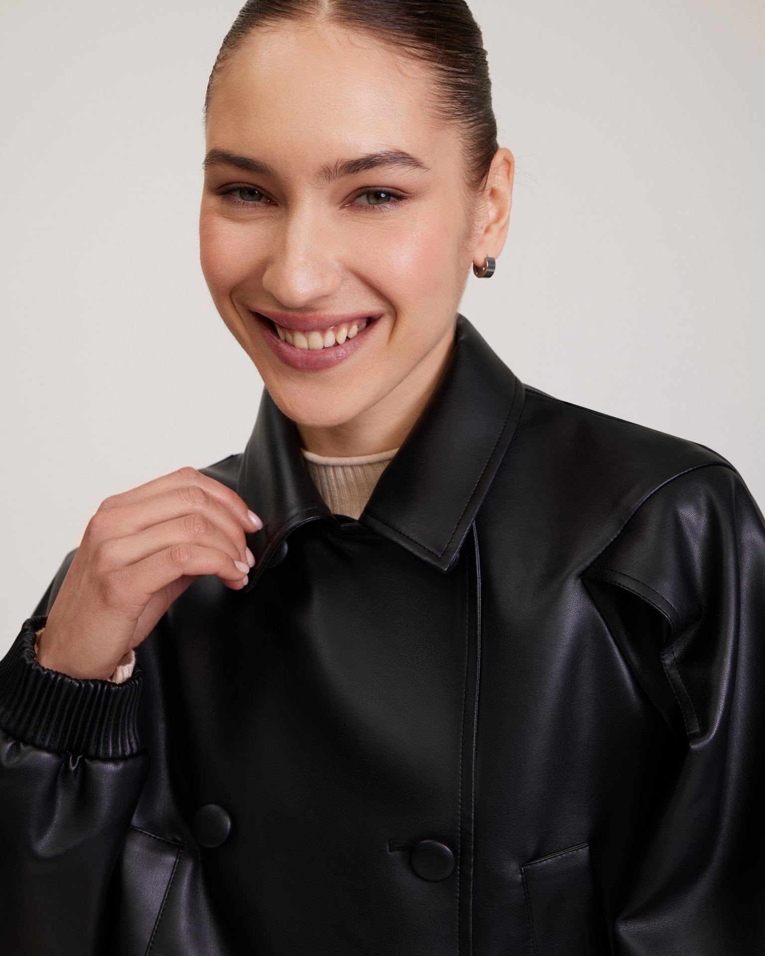 Oversize black bomber jacket, Black — photo 10