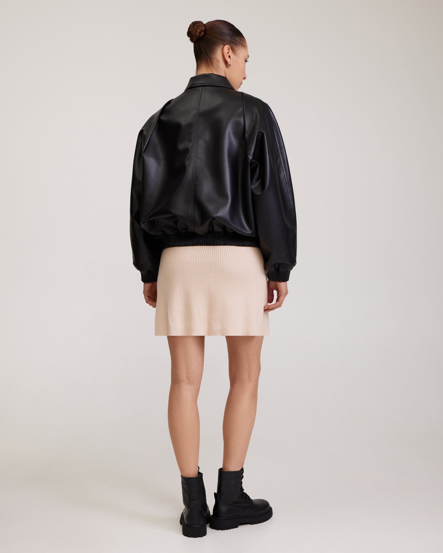 Oversize black bomber jacket, Black — photo 5