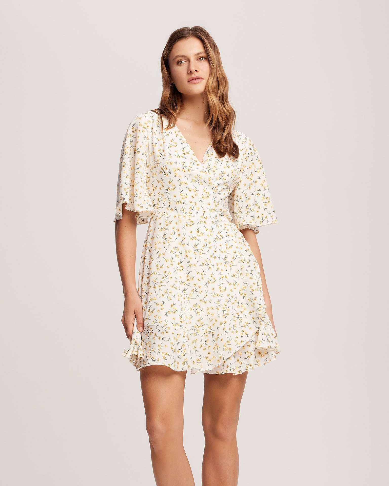 Mini wrap dress, Yellow — photo 2