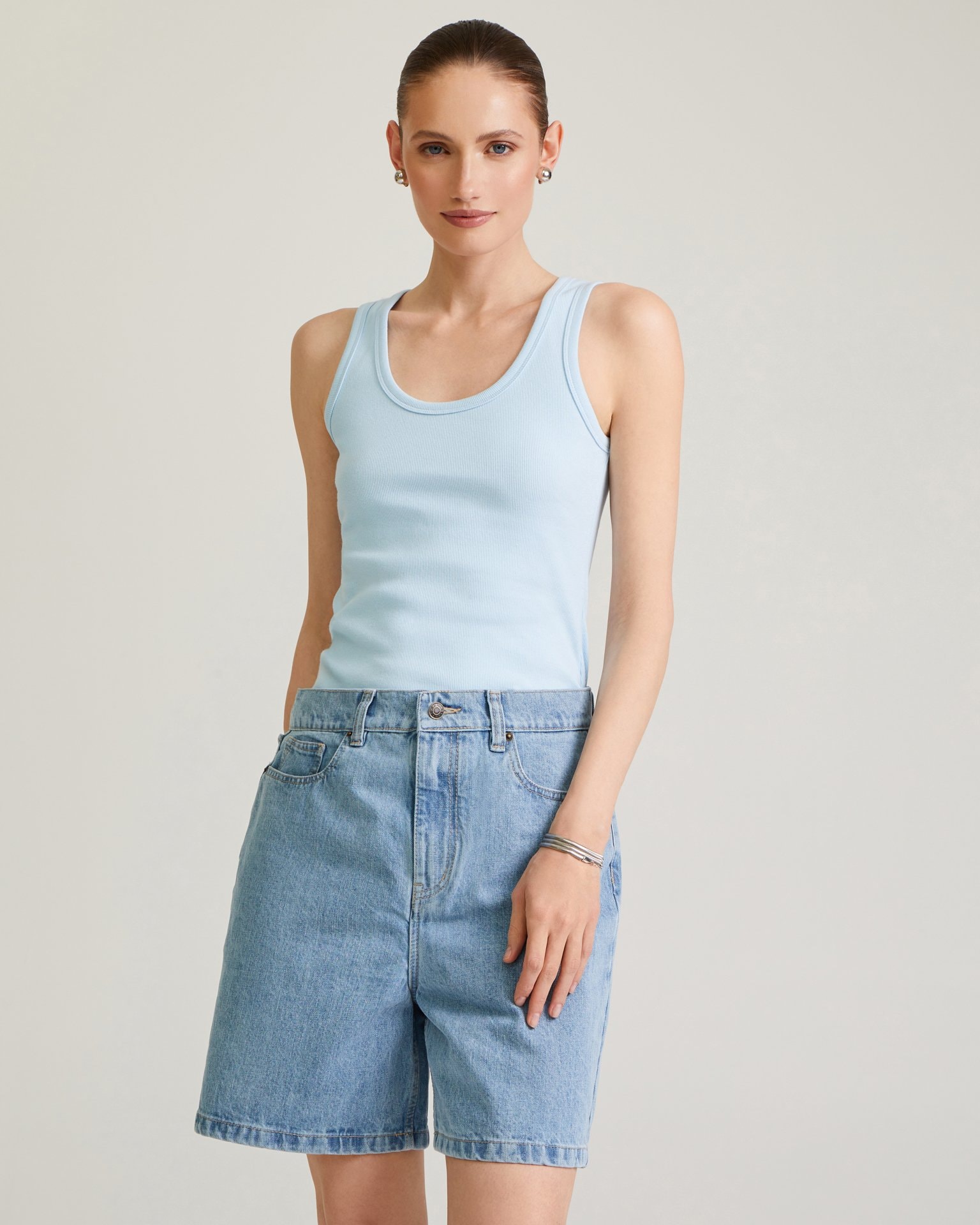 Top with a deep neckline, Blue — photo 3