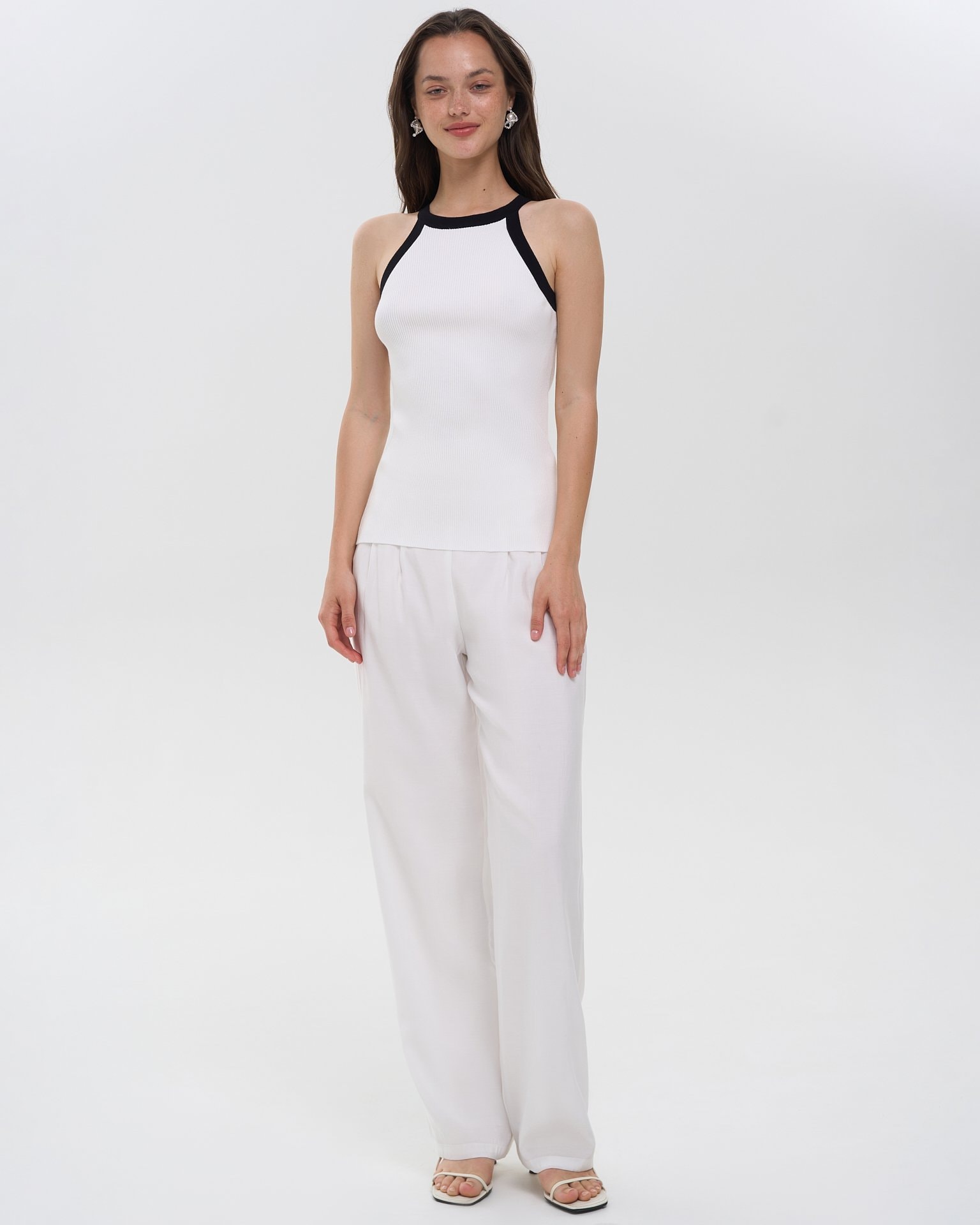 Body-Skimming Top, White — photo 4