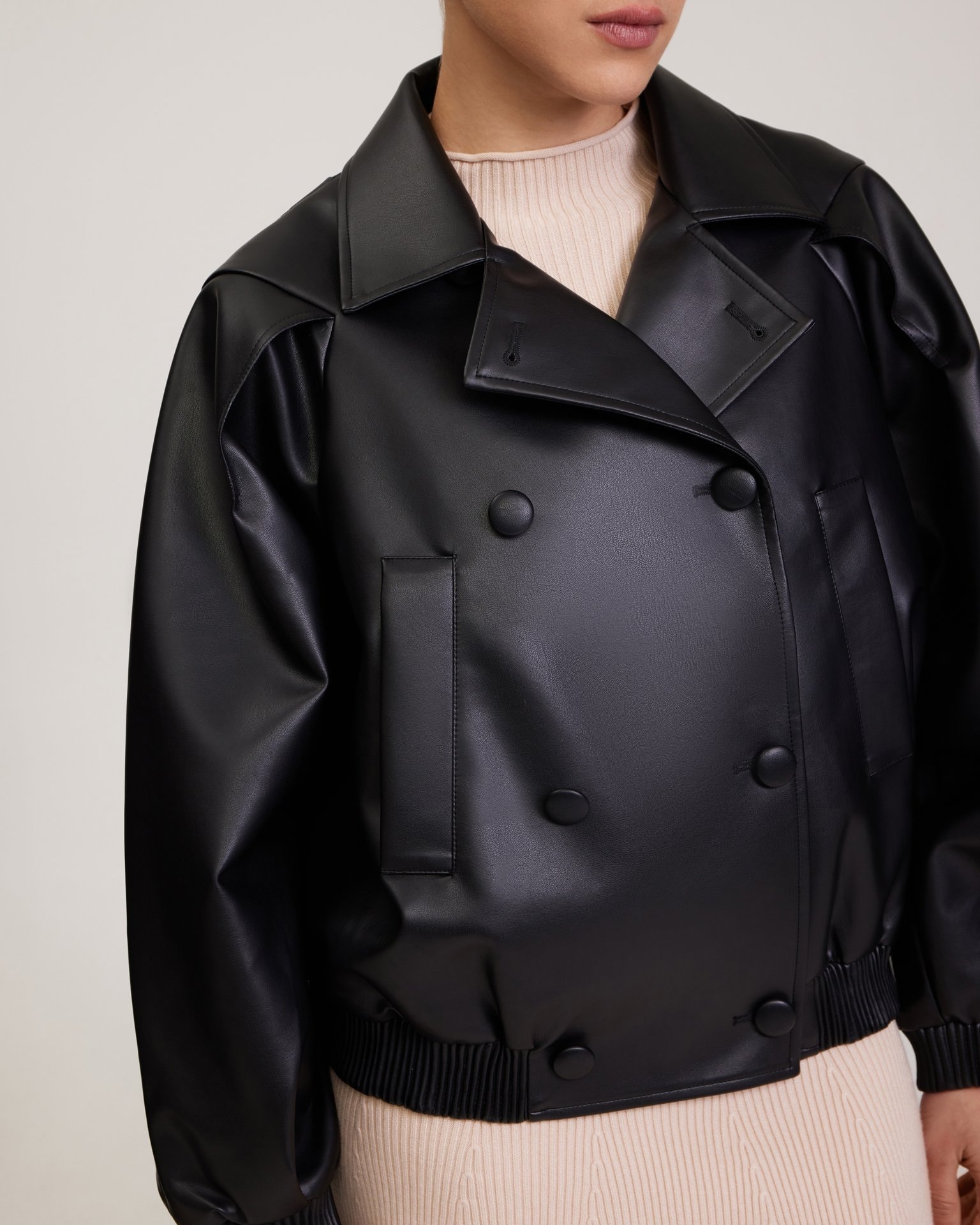 Oversize black bomber jacket, Black — photo 11