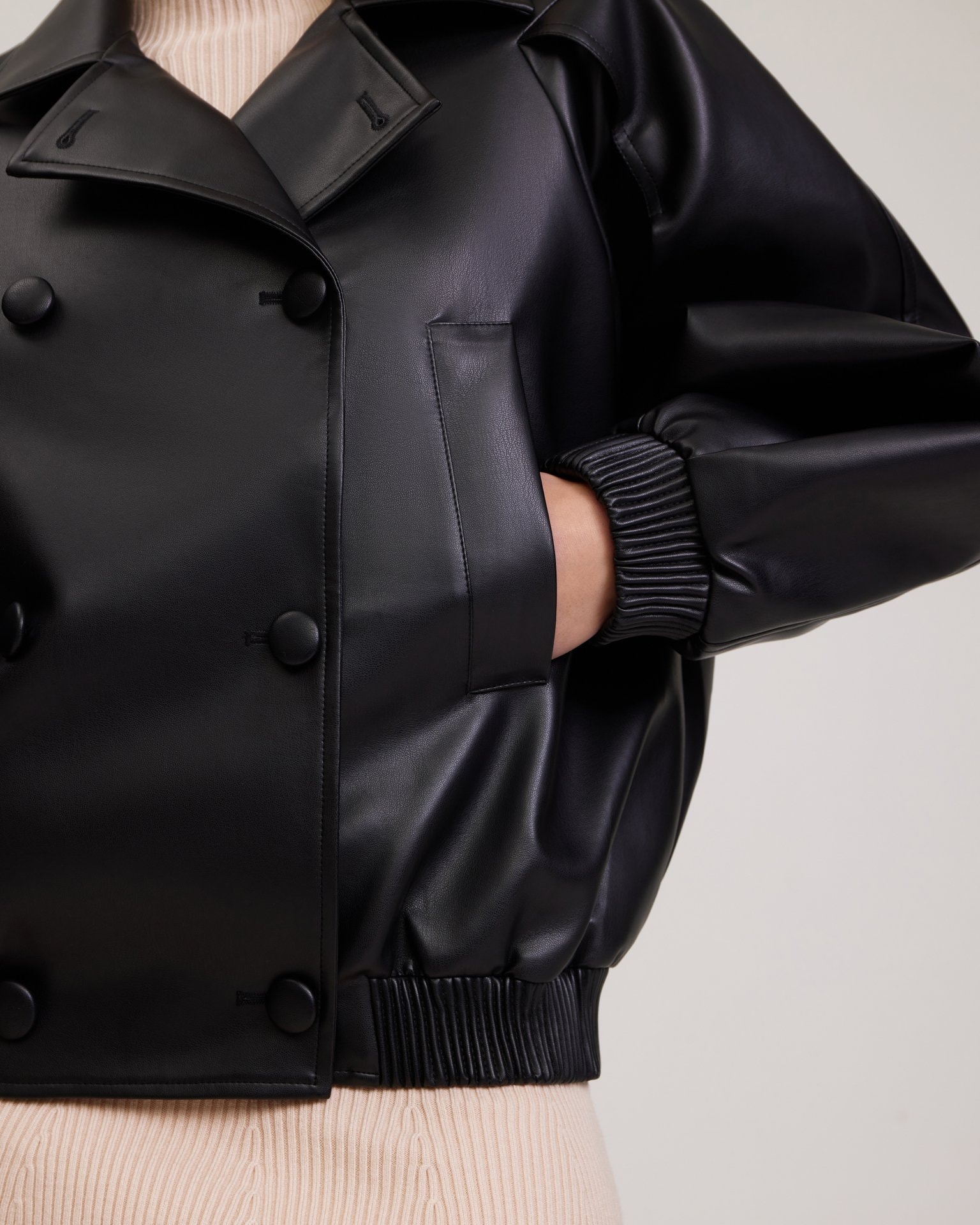 Oversize black bomber jacket, Black — photo 12