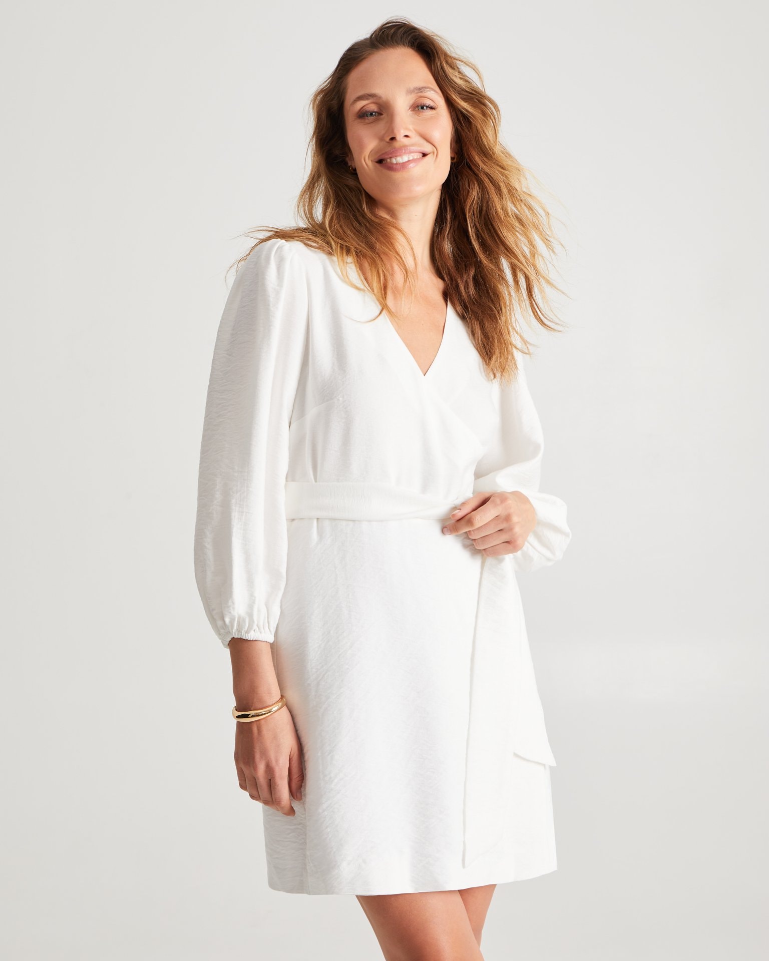 Wrap Dress, White — photo 2