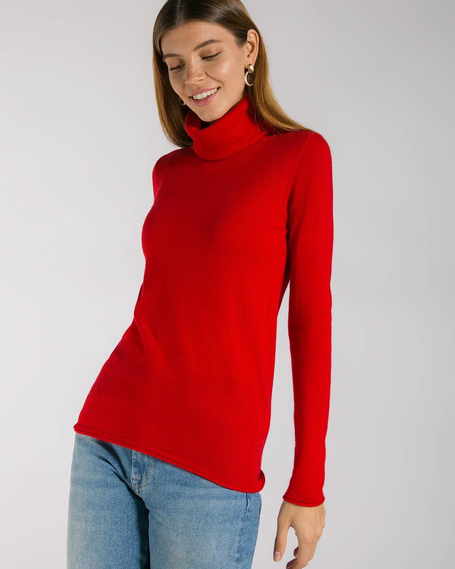 Rollneck sweater in a rich red tone, Red — photo 3