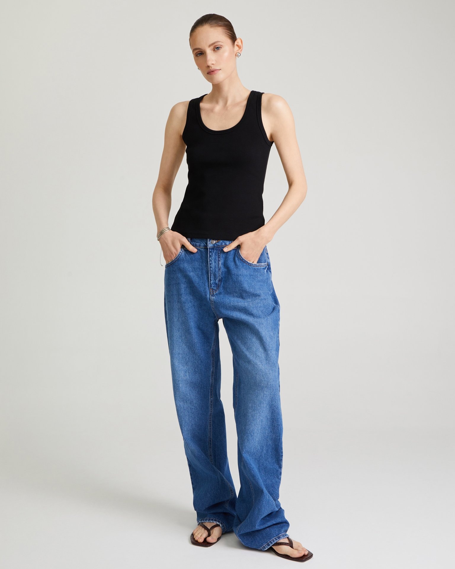 Top with wide straps, Black — photo 4