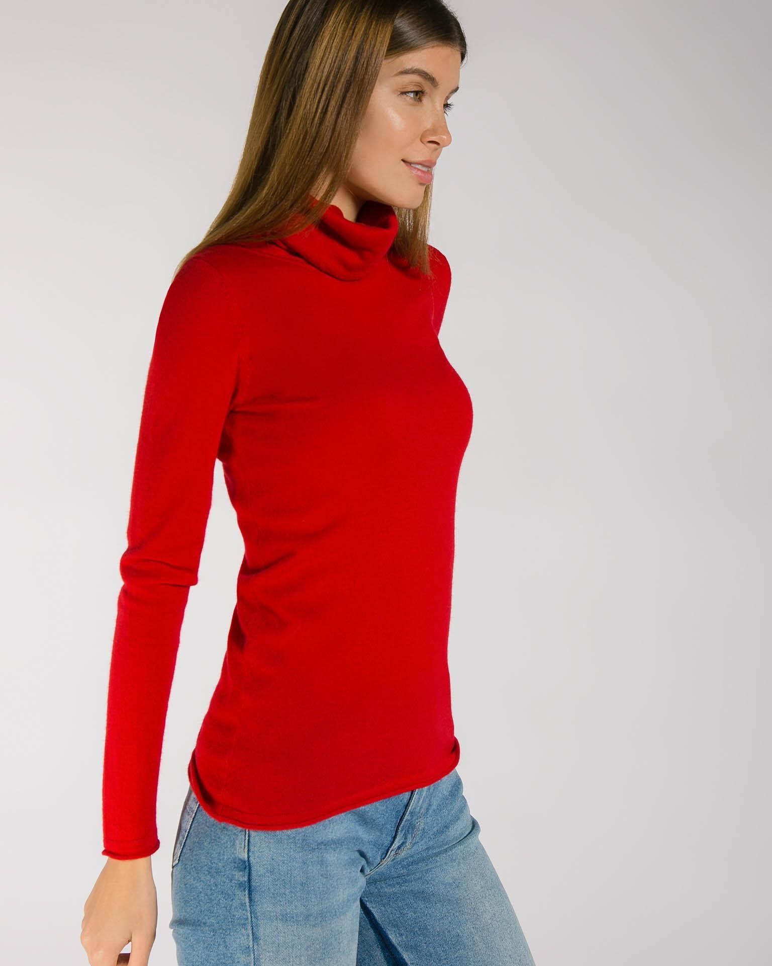 Rollneck sweater in a rich red tone, Red — photo 2